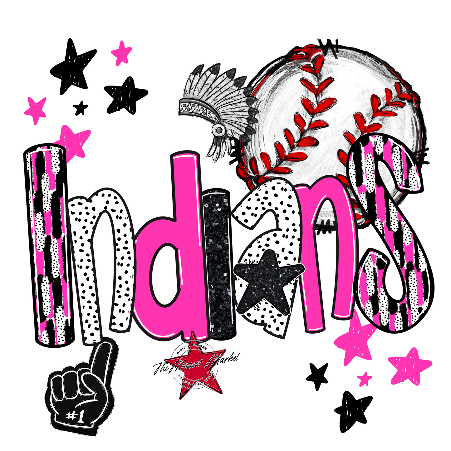 Indians Baseball Scrape-Pink