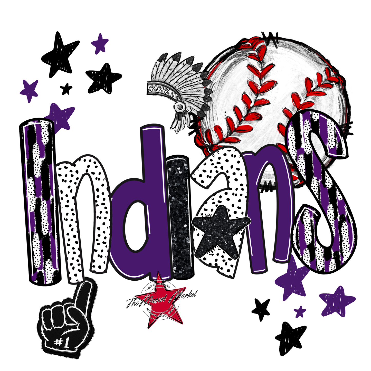 Indians Baseball Scrape-Purple