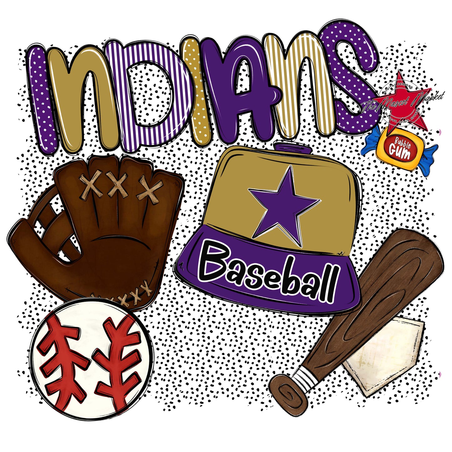 Indians Baseball Spirit-Purple & Gold