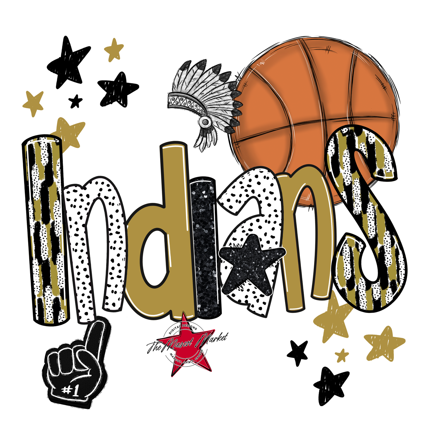 Indians Basketball Scrape-Gold
