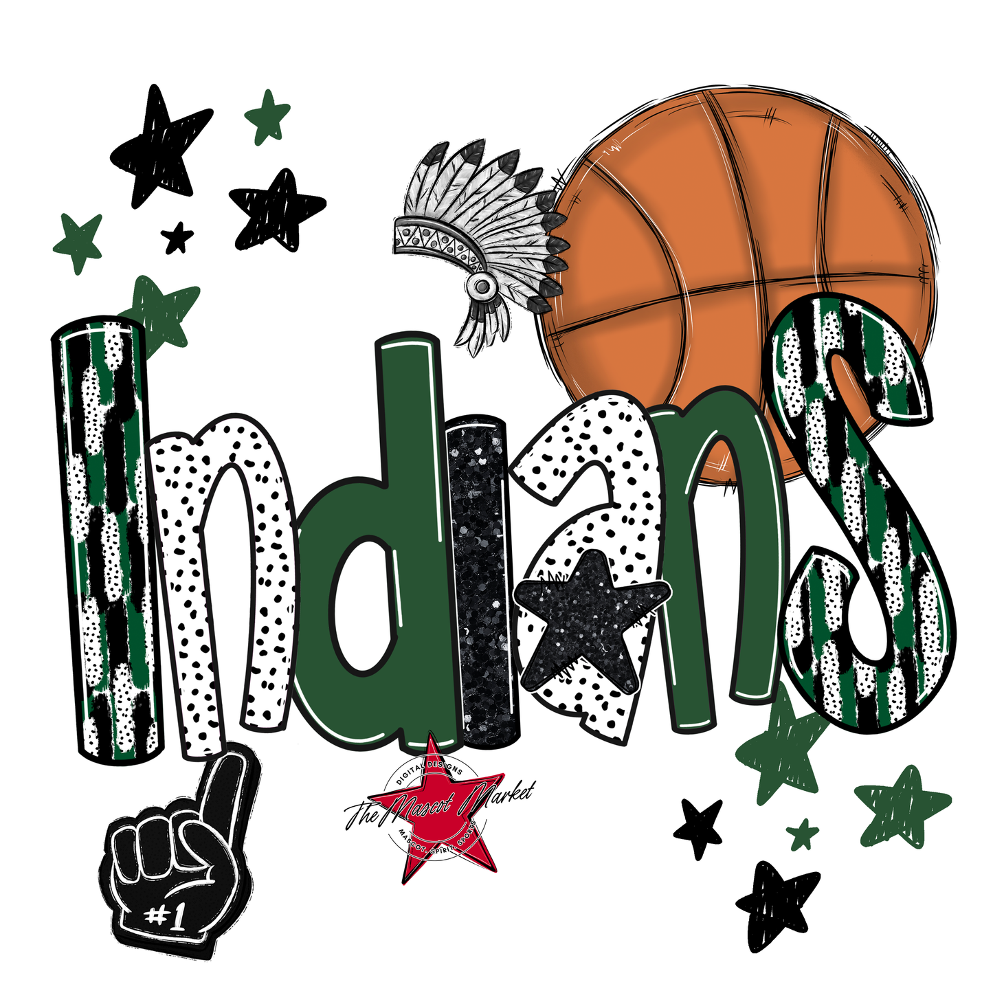 Indians Basketball Scrape-Green
