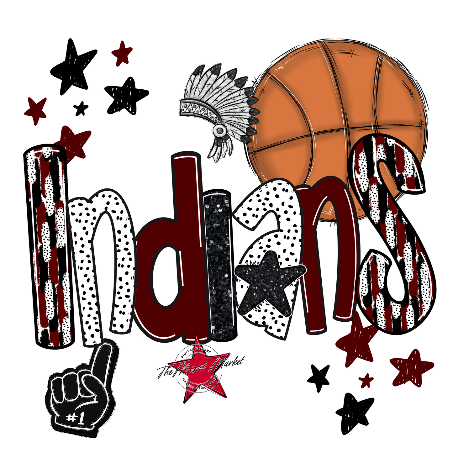 Indians Basketball Scrape-Maroon