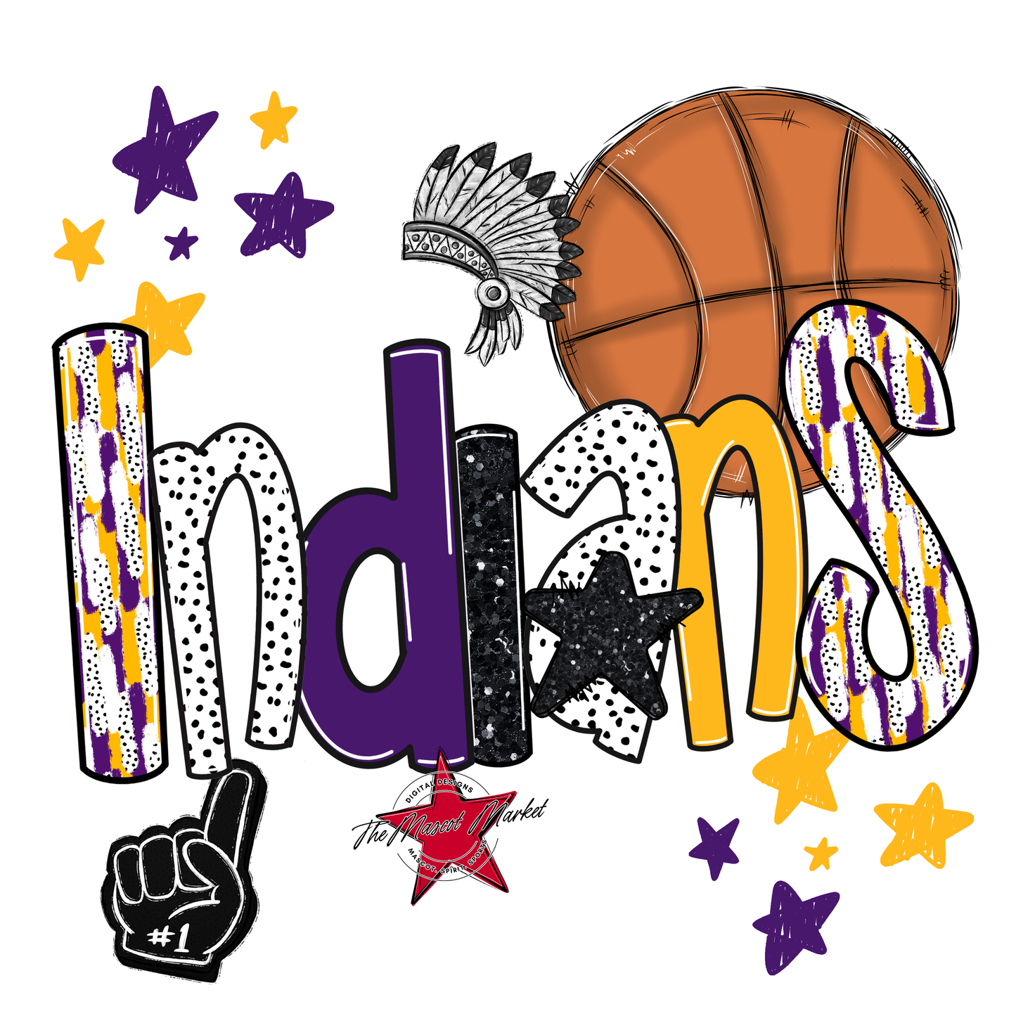 Indians Basketball Scrape-Purple-Yellow