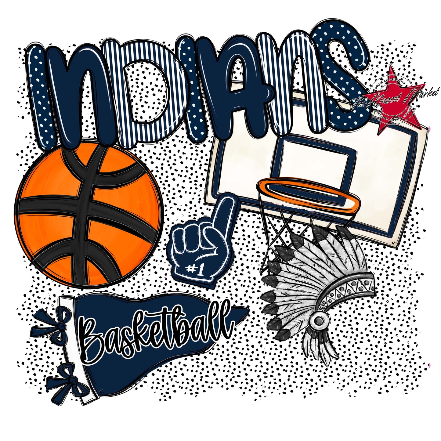 Indians Basketball Spirit-Navy