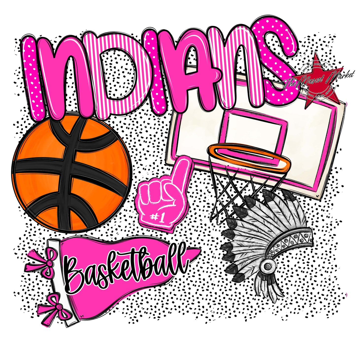 Indians Basketball Spirit-Pink