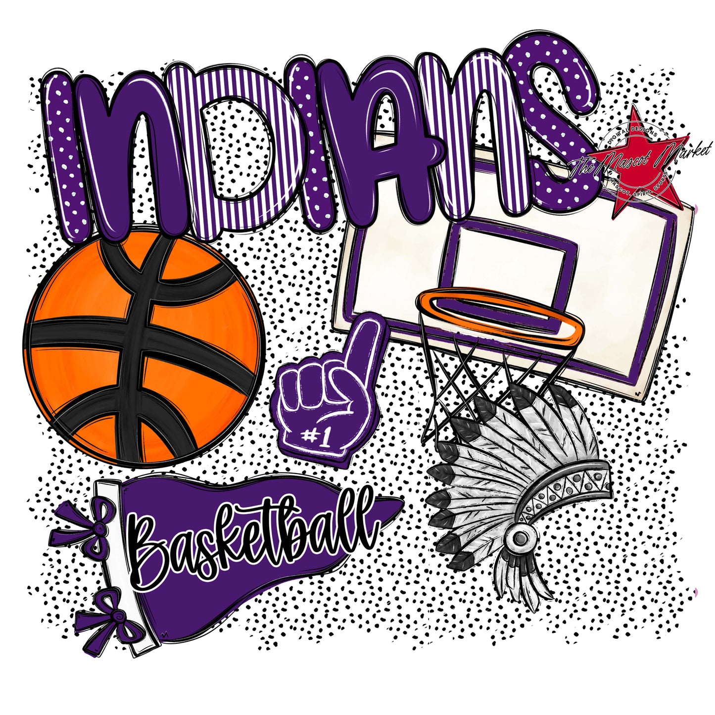 Indians Basketball Spirit-Purple