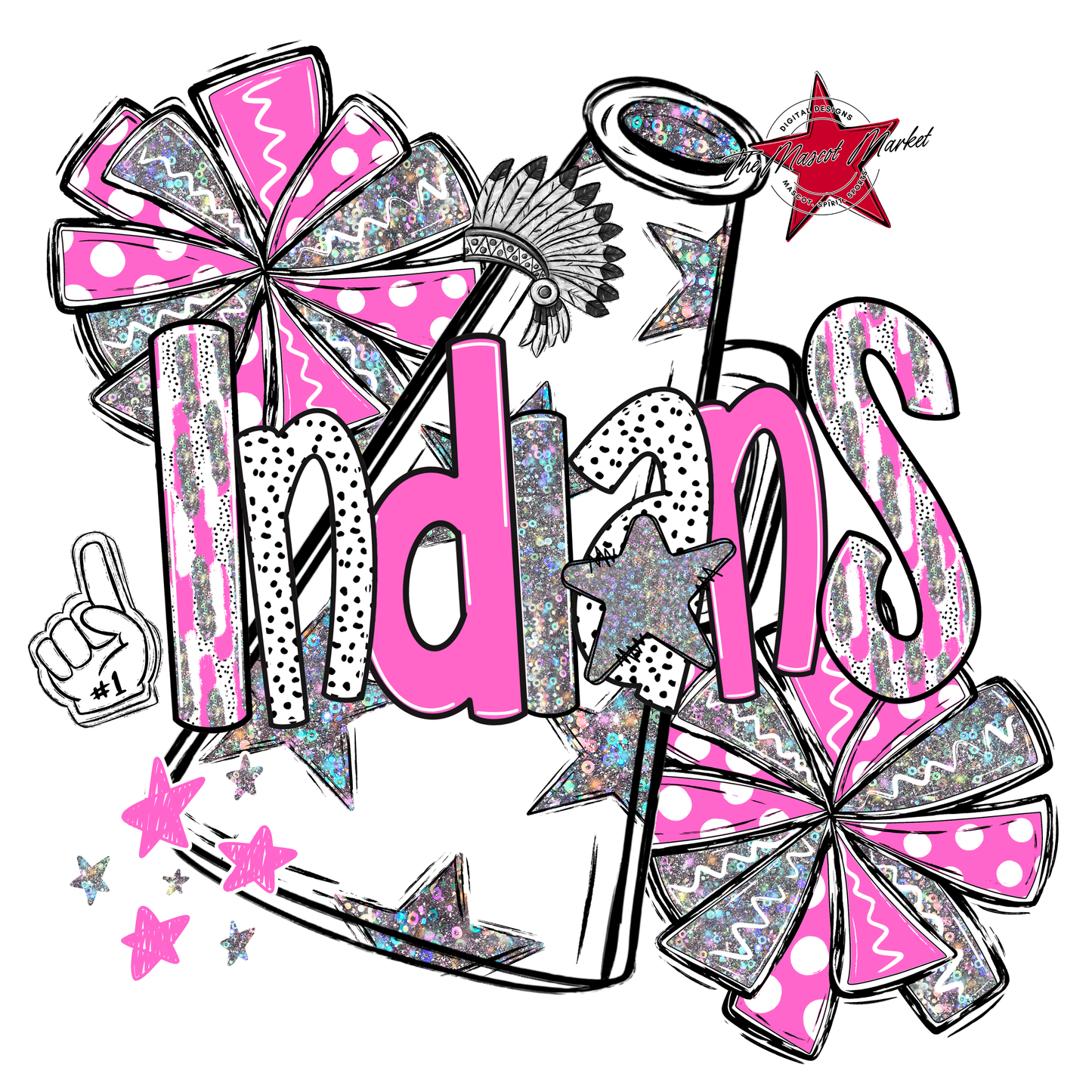 Indians Cheer Megaphone Scrape-Baby Pink