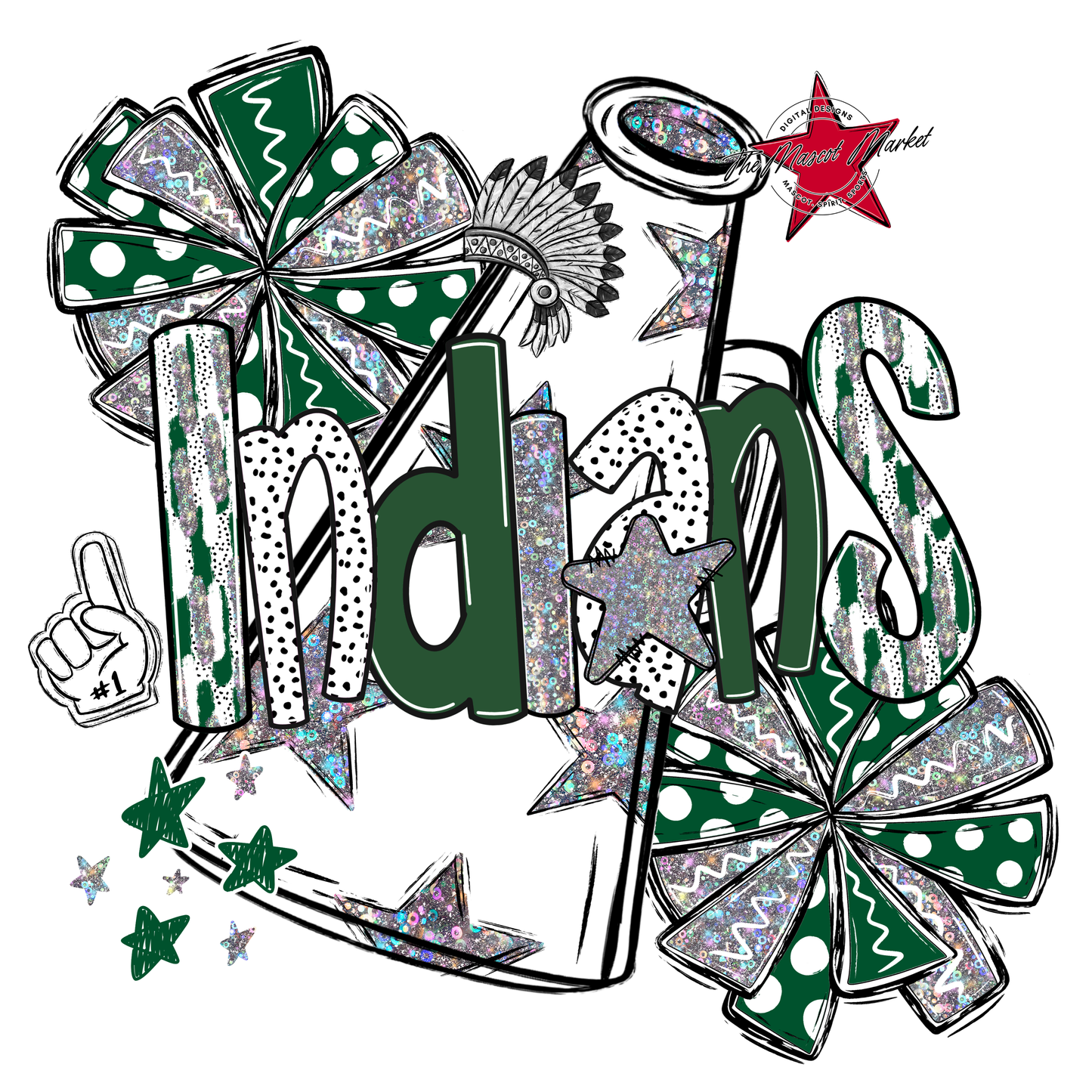 Indians Cheer Megaphone Scrape-Green