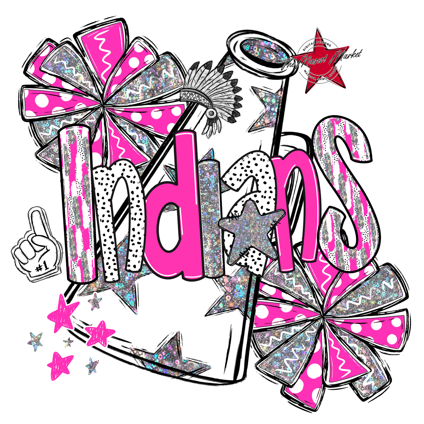 Indians Cheer Megaphone Scrape-Pink