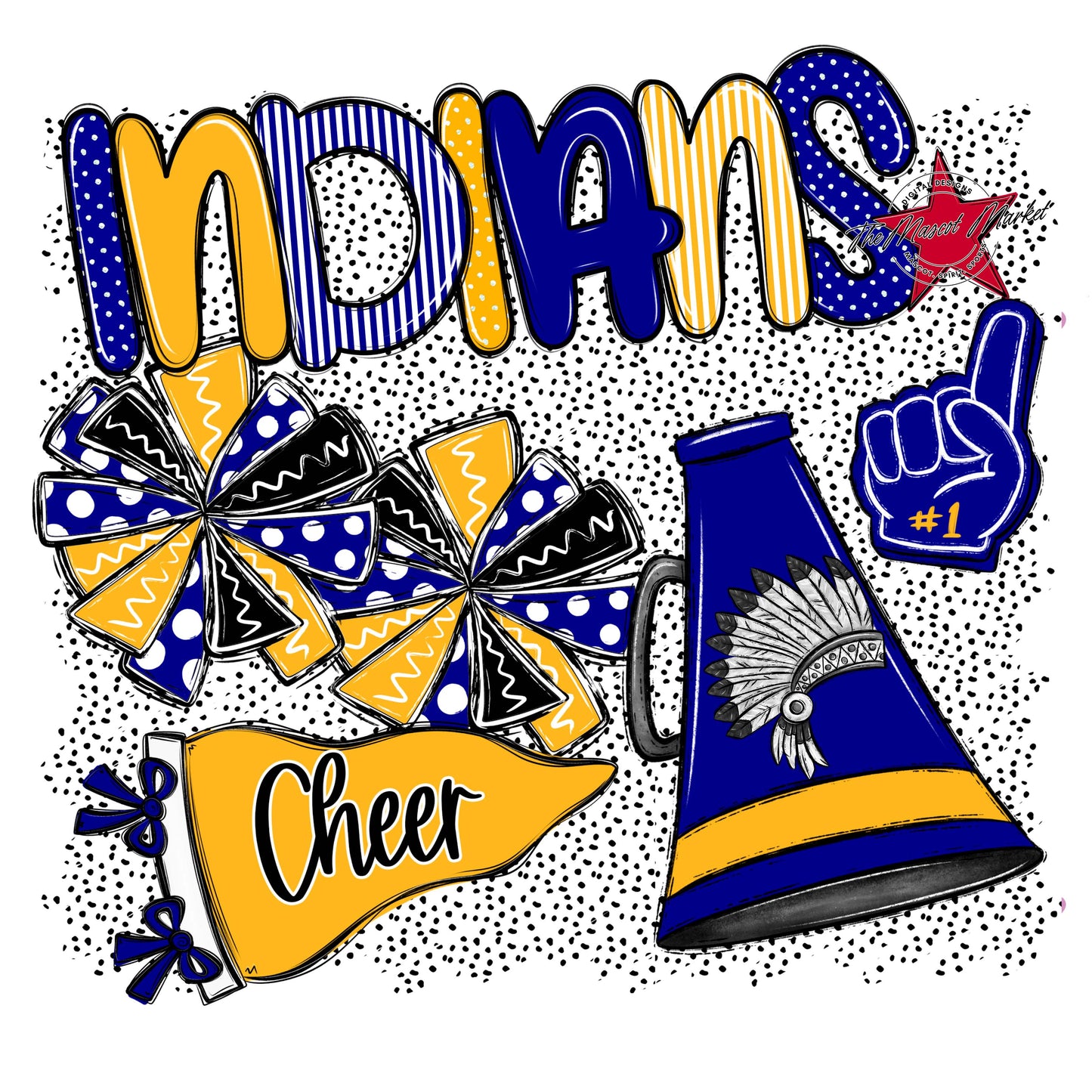Indians Cheer Spirit-Blue & Yellow