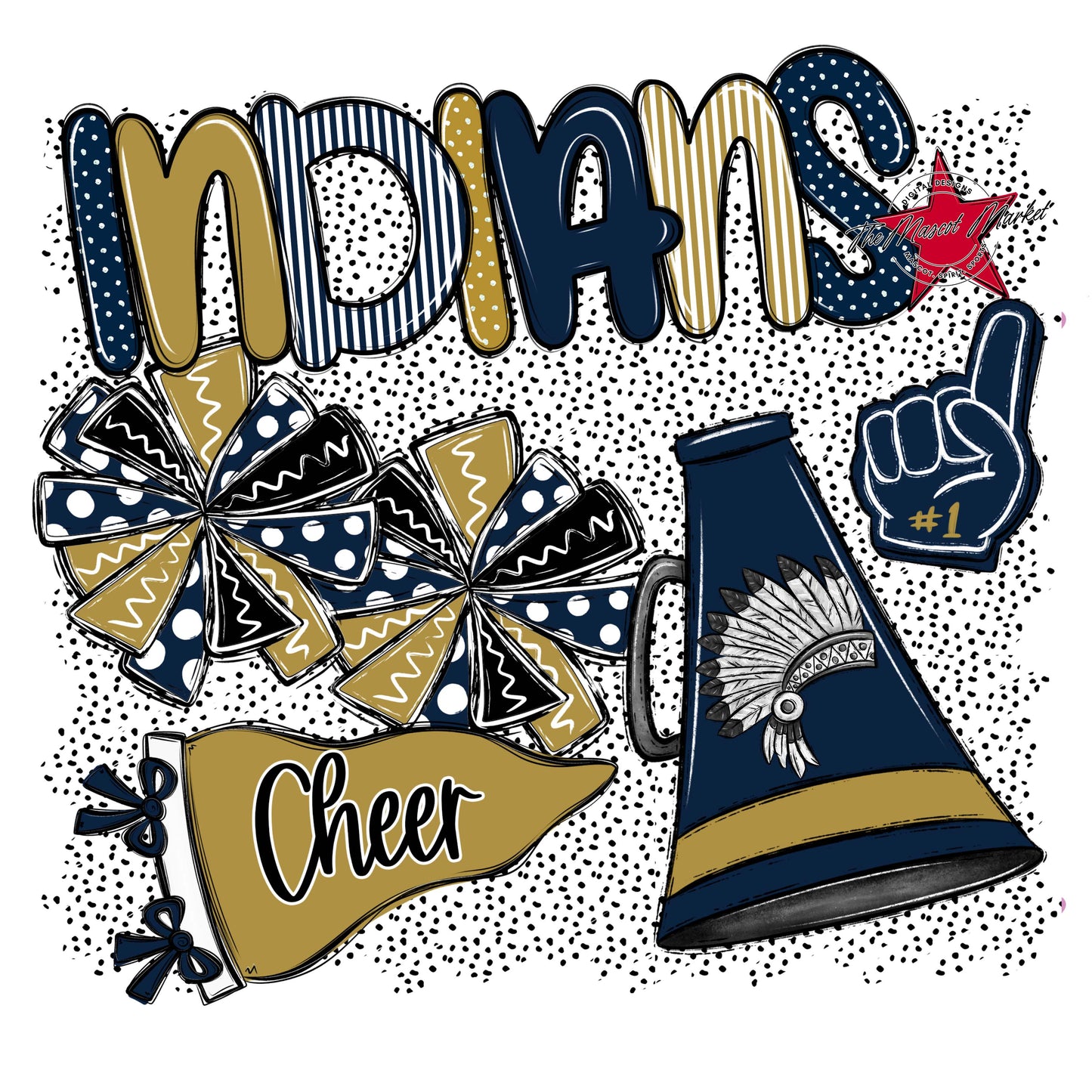 Indians Cheer Spirit-Navy & Gold
