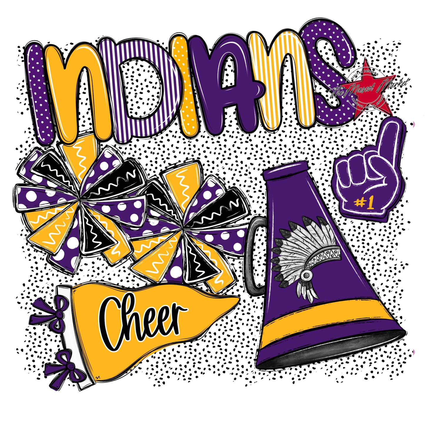 Indians Cheer Spirit-Purple & Yellow