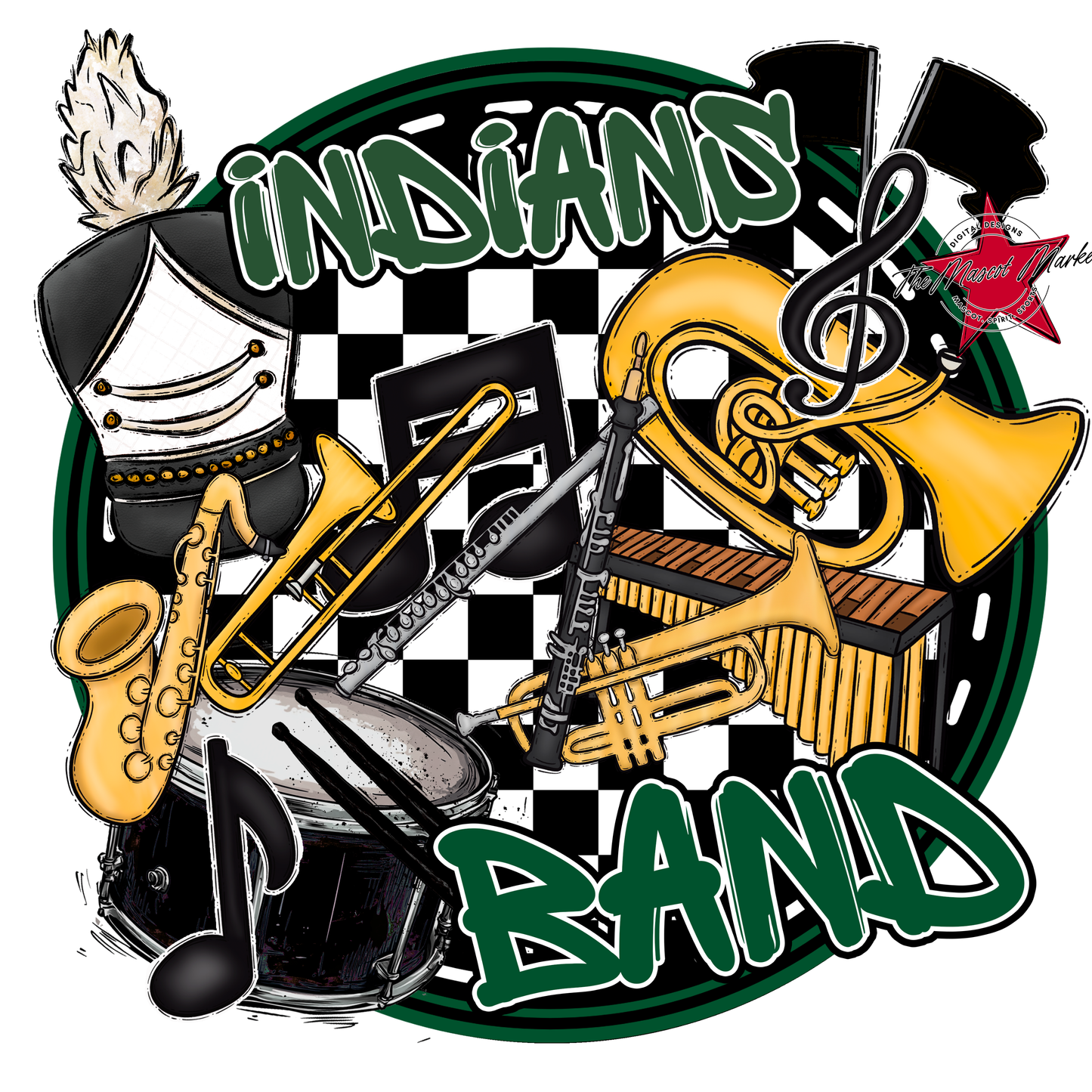 Indians Circle Band Design-Green