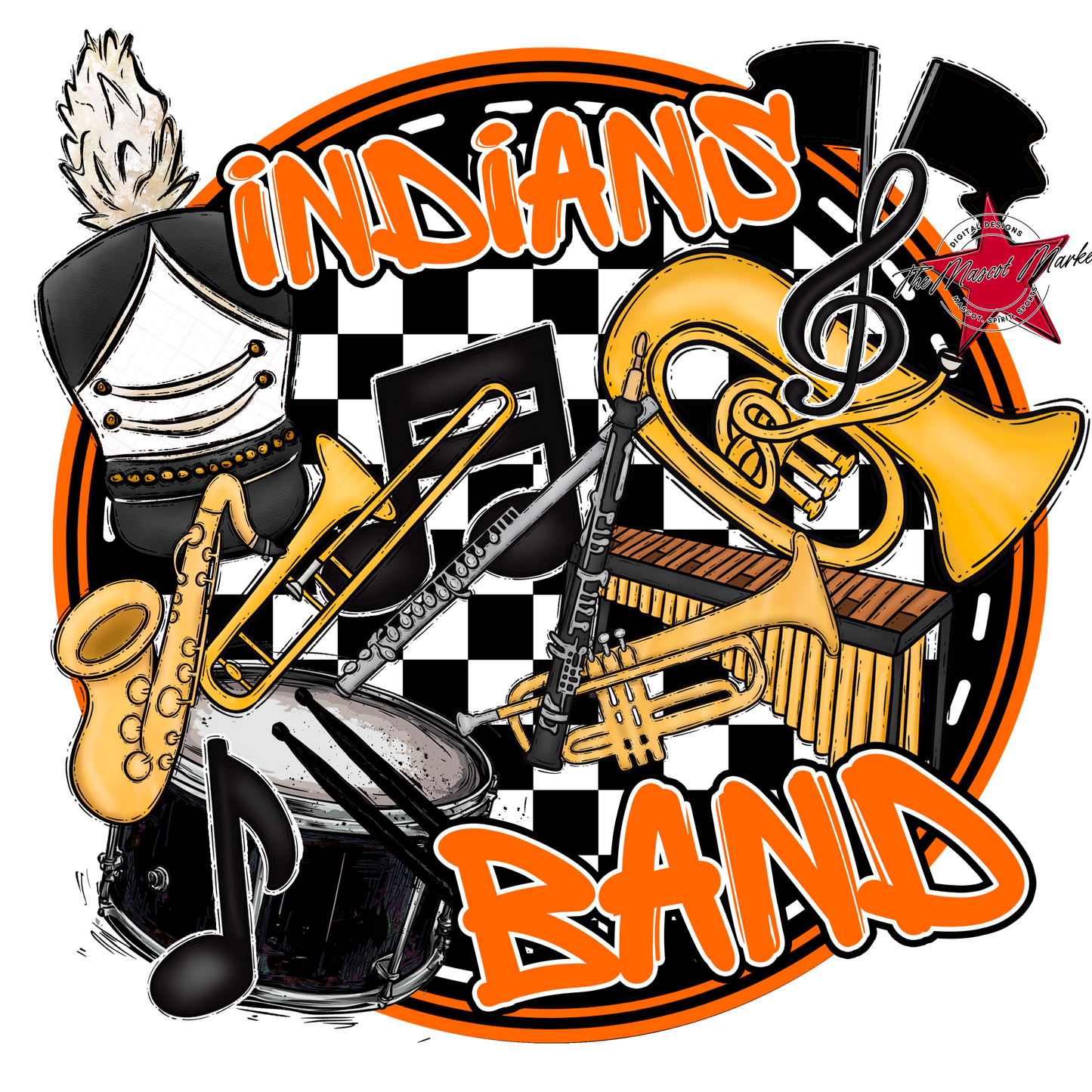 Indians Circle Band Design-Orange