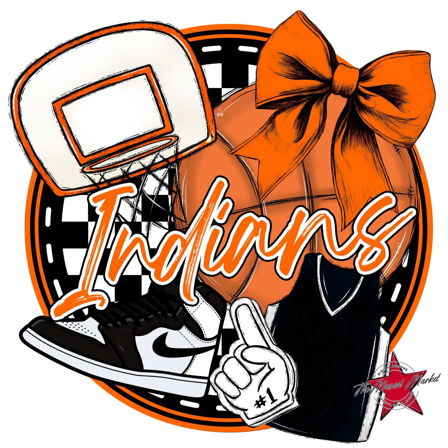 Indians Circle Basketball Design-Orange