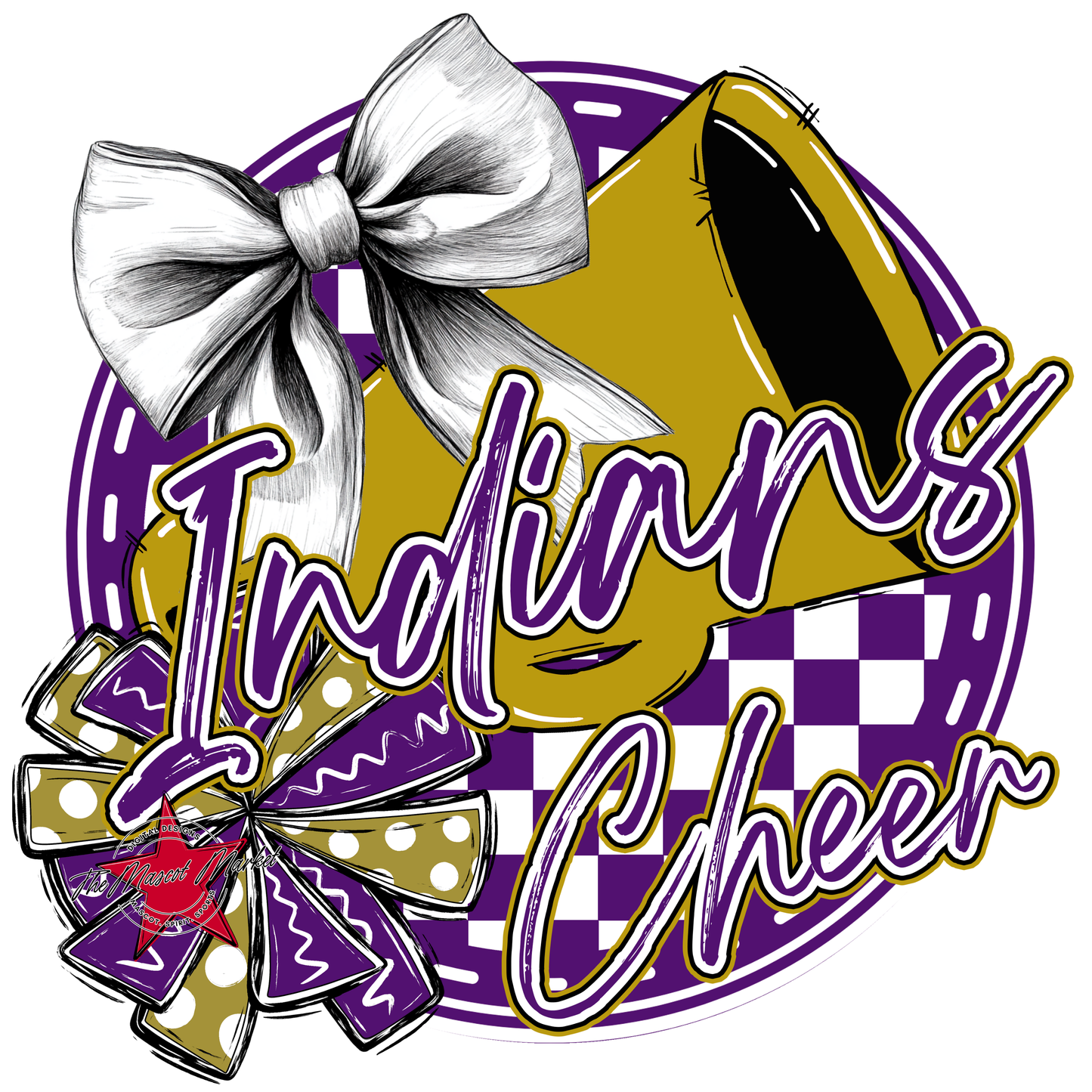 Indians Circle Cheer Design-Purple-Gold