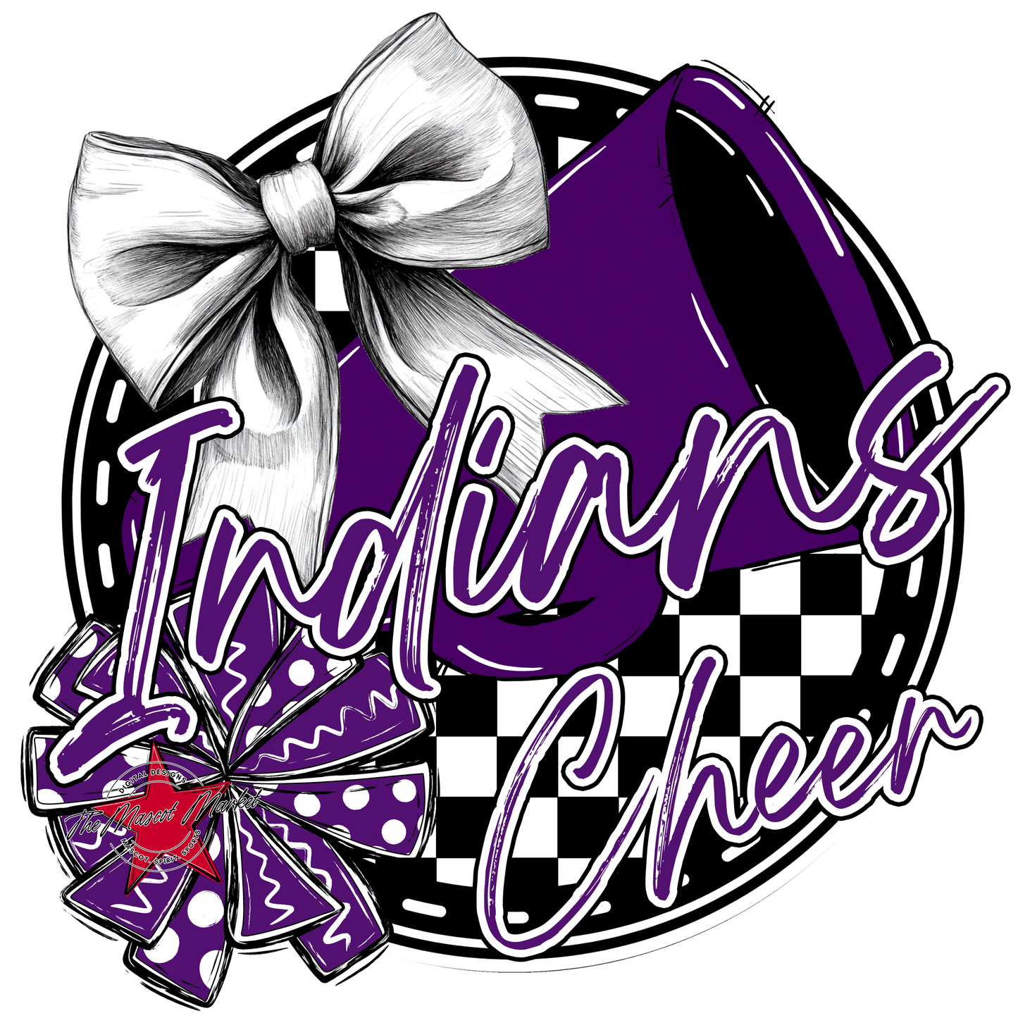 Indians Circle Cheer Design-Purple