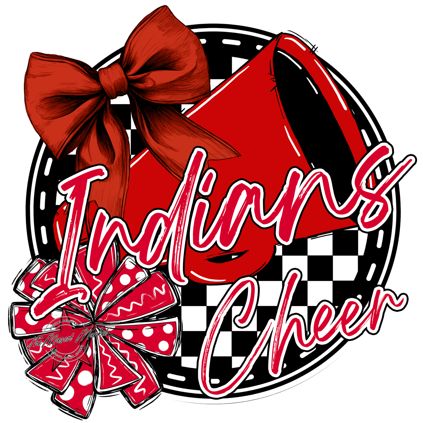 Indians Circle Cheer Design-Red
