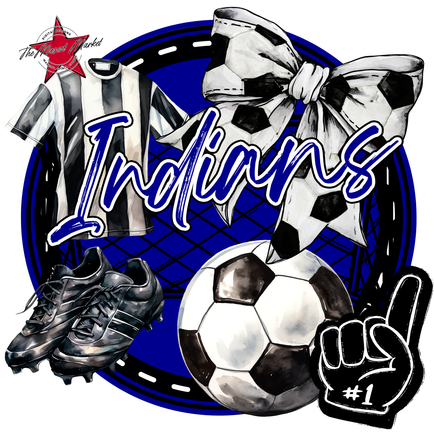 Indians Circle Soccer Design-Blue