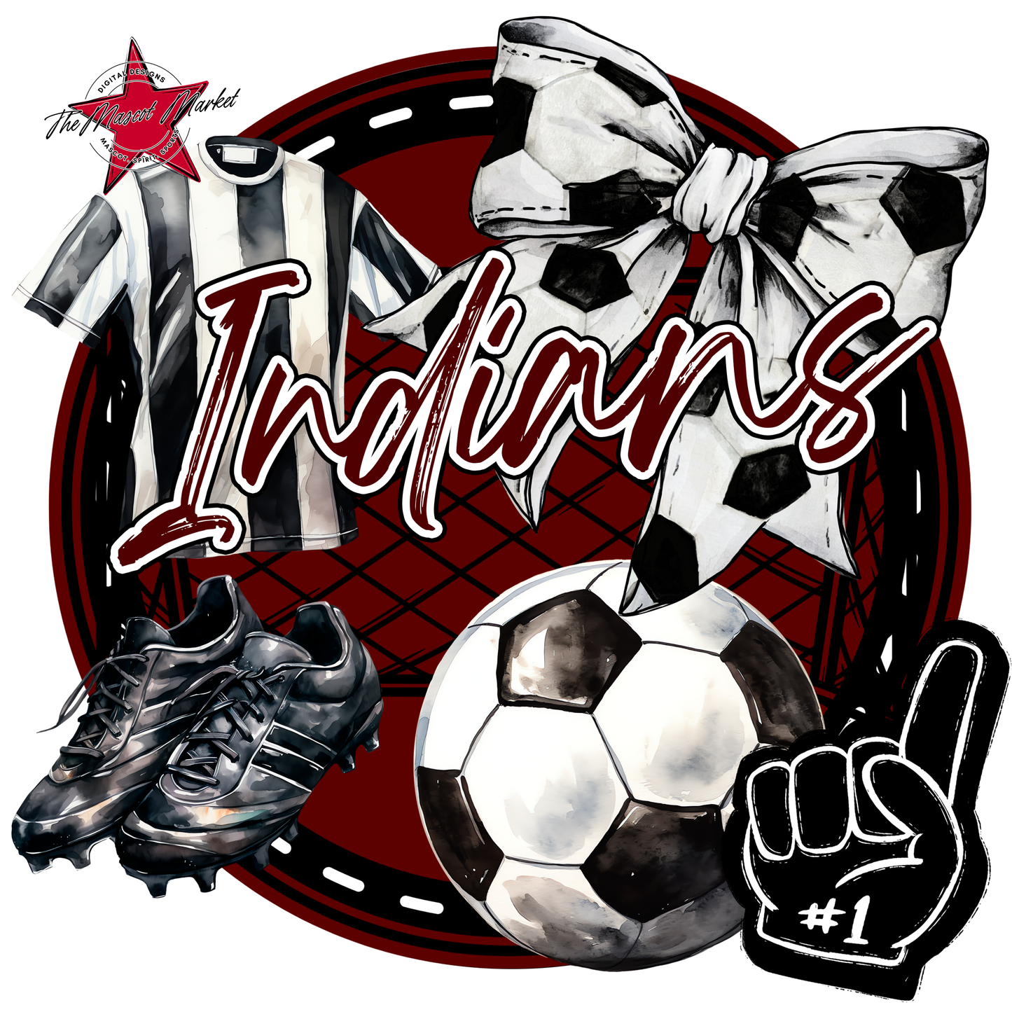 Indians Circle Soccer Design-Maroon