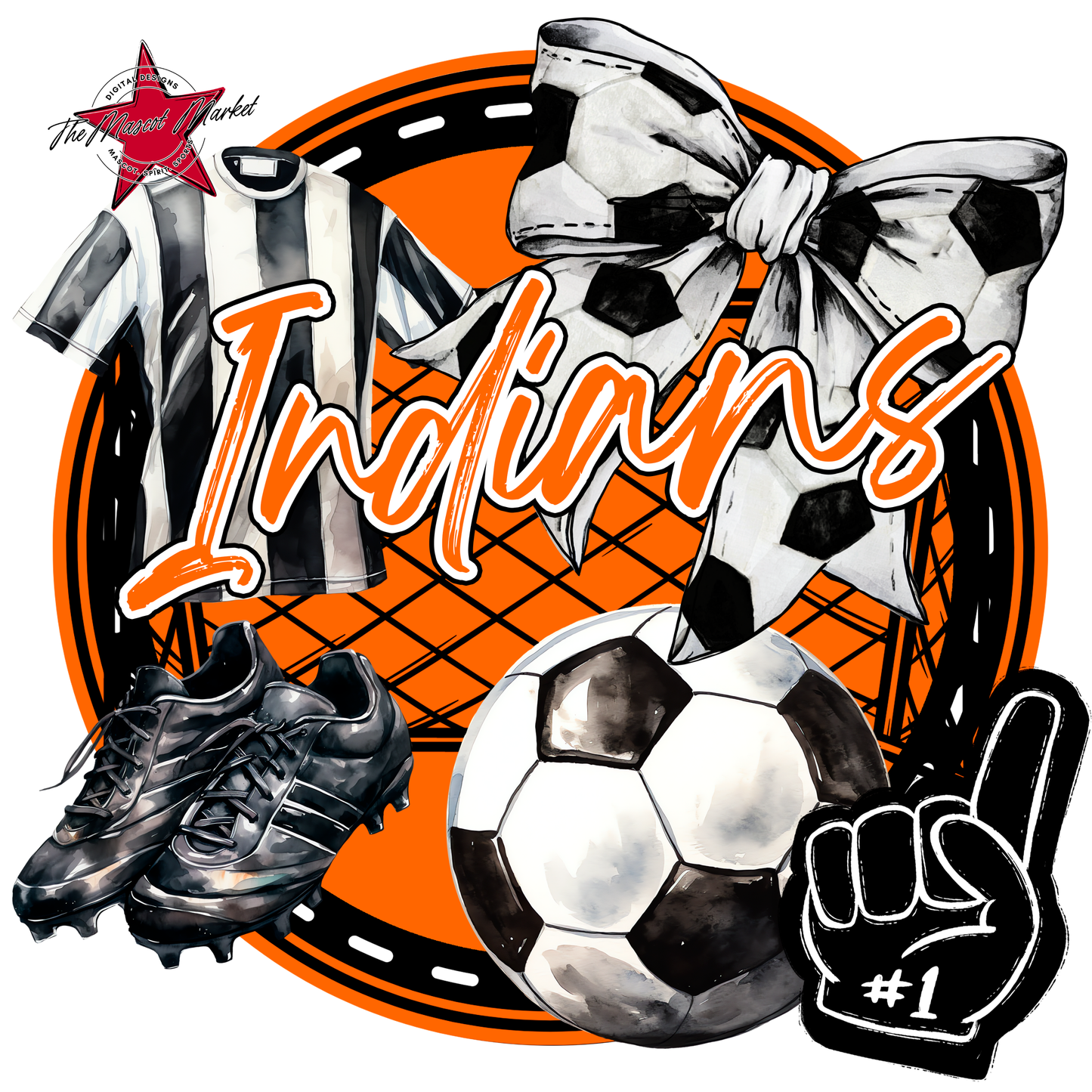 Indians Circle Soccer Design-Orange