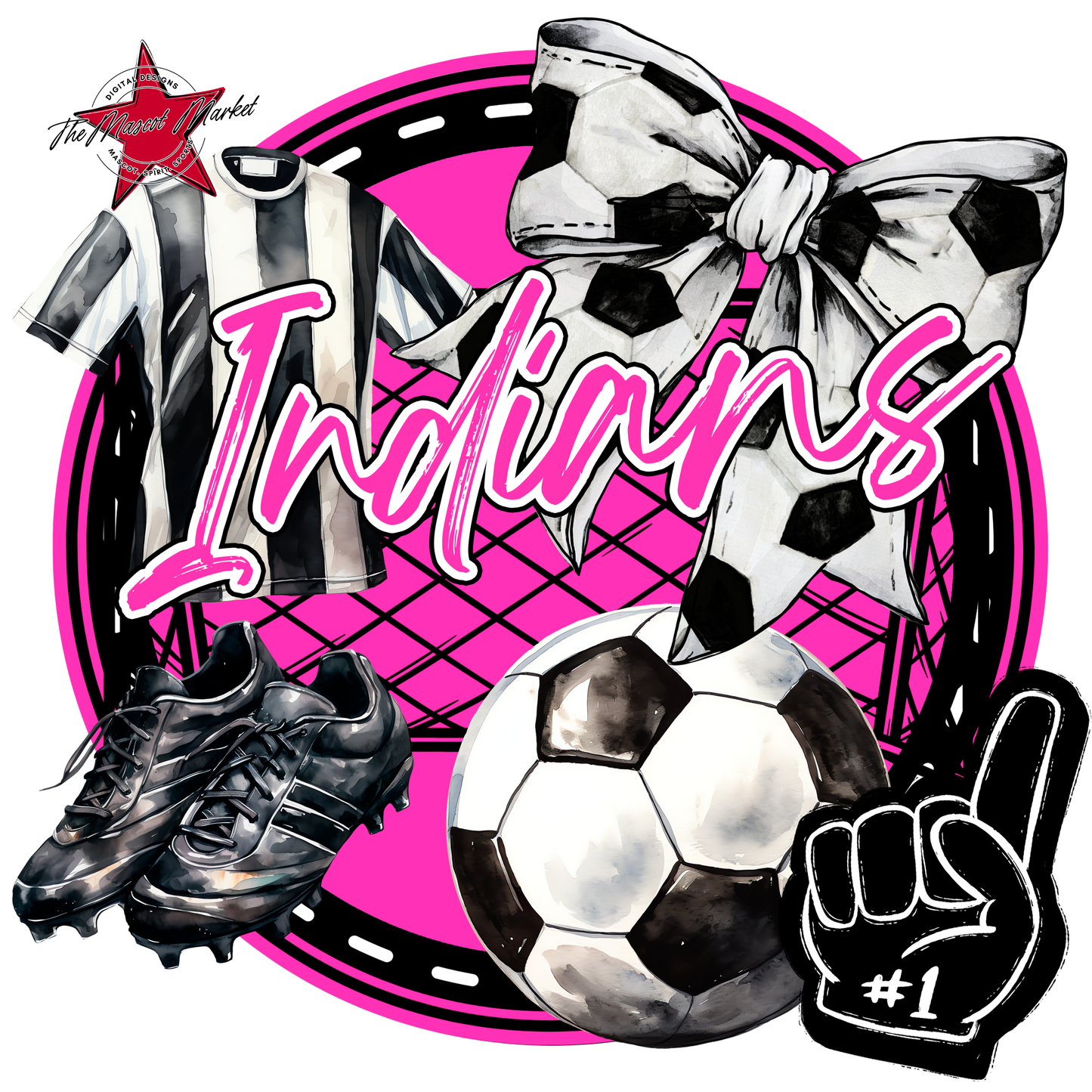 Indians Circle Soccer Design-Pink