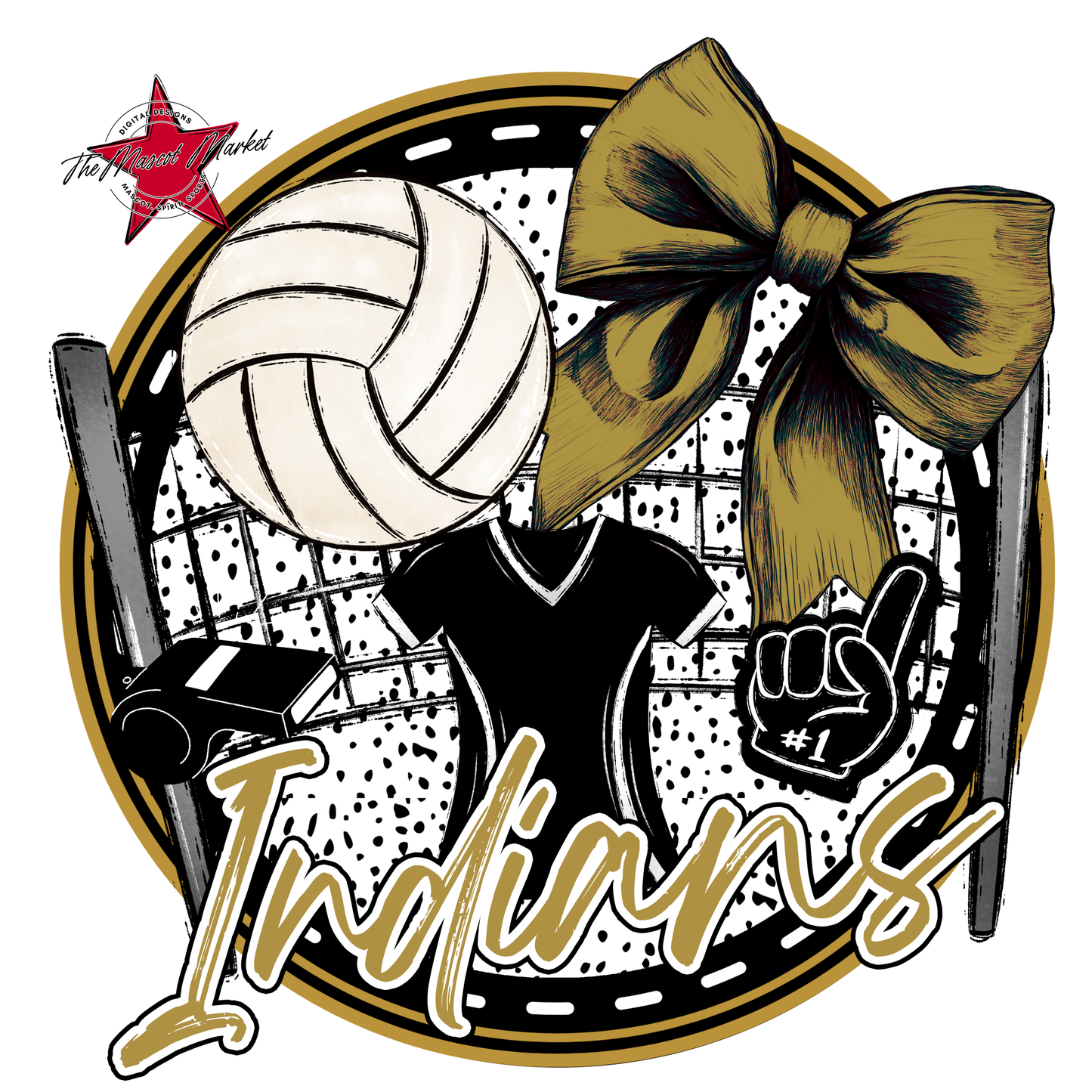 Indians Circle Volleyball Design-Gold