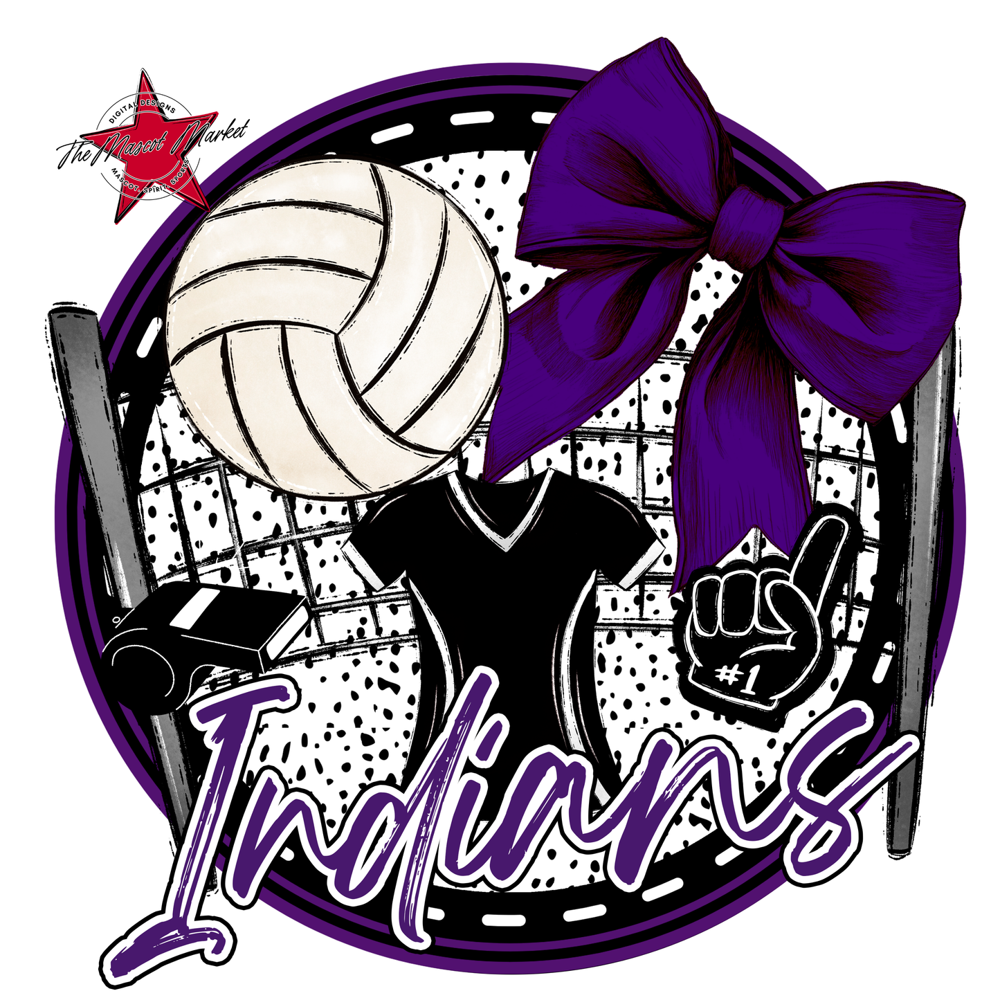 Indians Circle Volleyball Design-Purple