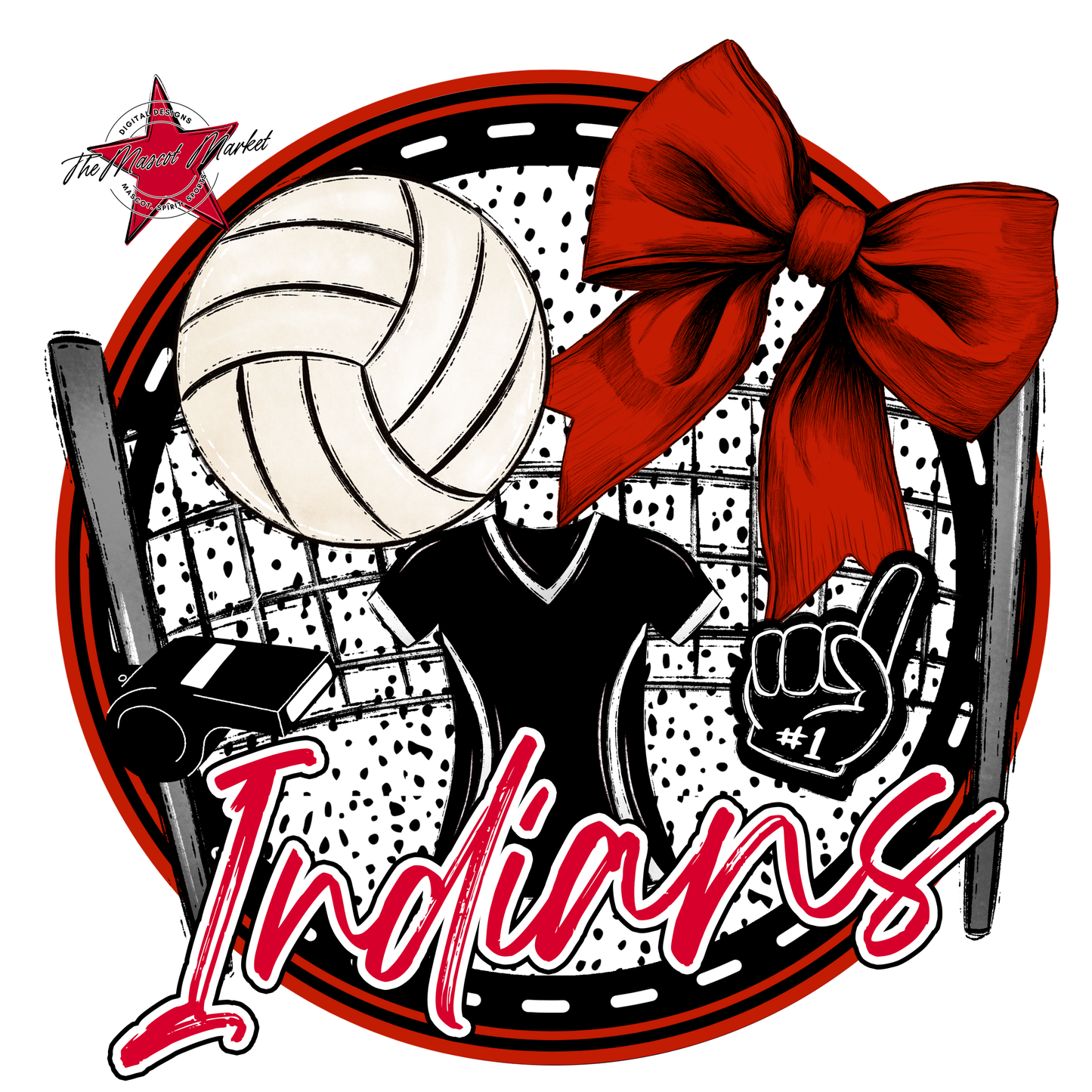 Indians Circle Volleyball Design-Red