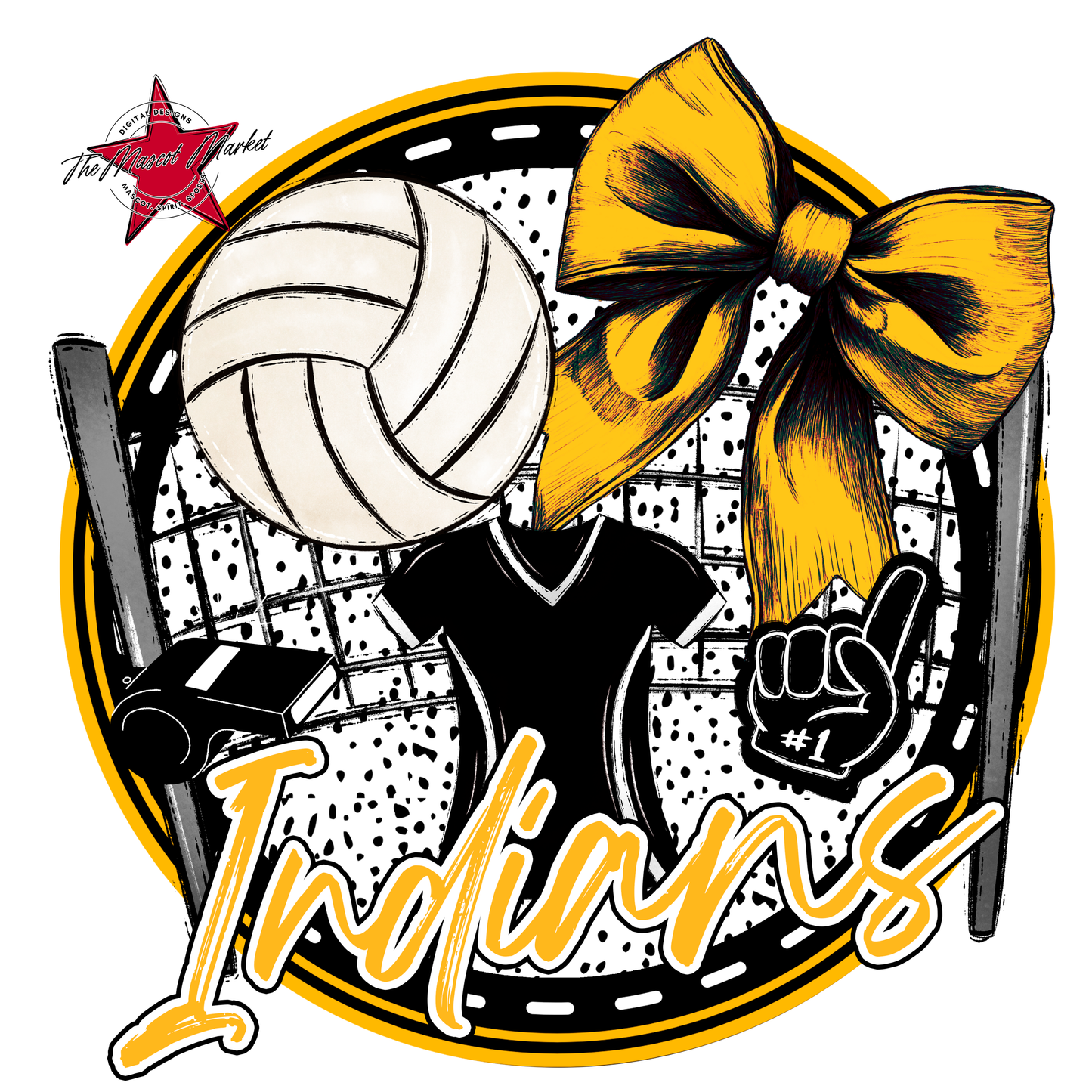 Indians Circle Volleyball Design-Yellow