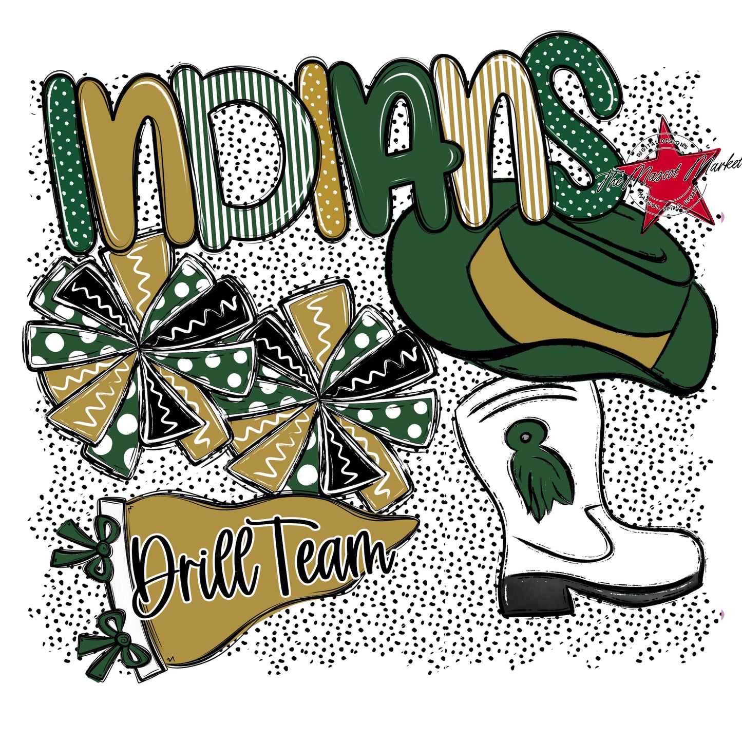 Indians Drillteam Spirit-Green & Gold