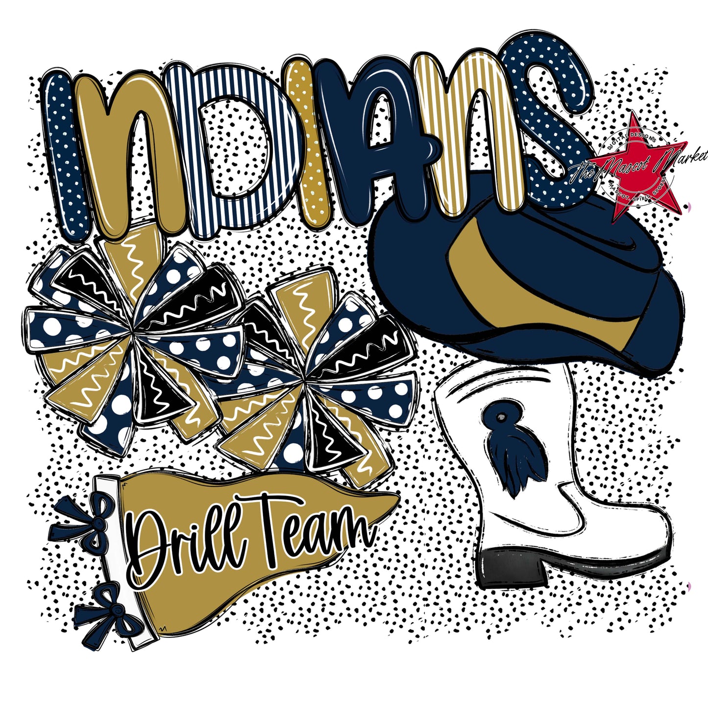 Indians Drillteam Spirit-Navy & Gold