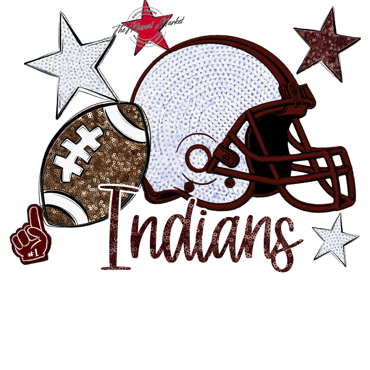 Indians Football Embroidered Sequins Design-Maroon
