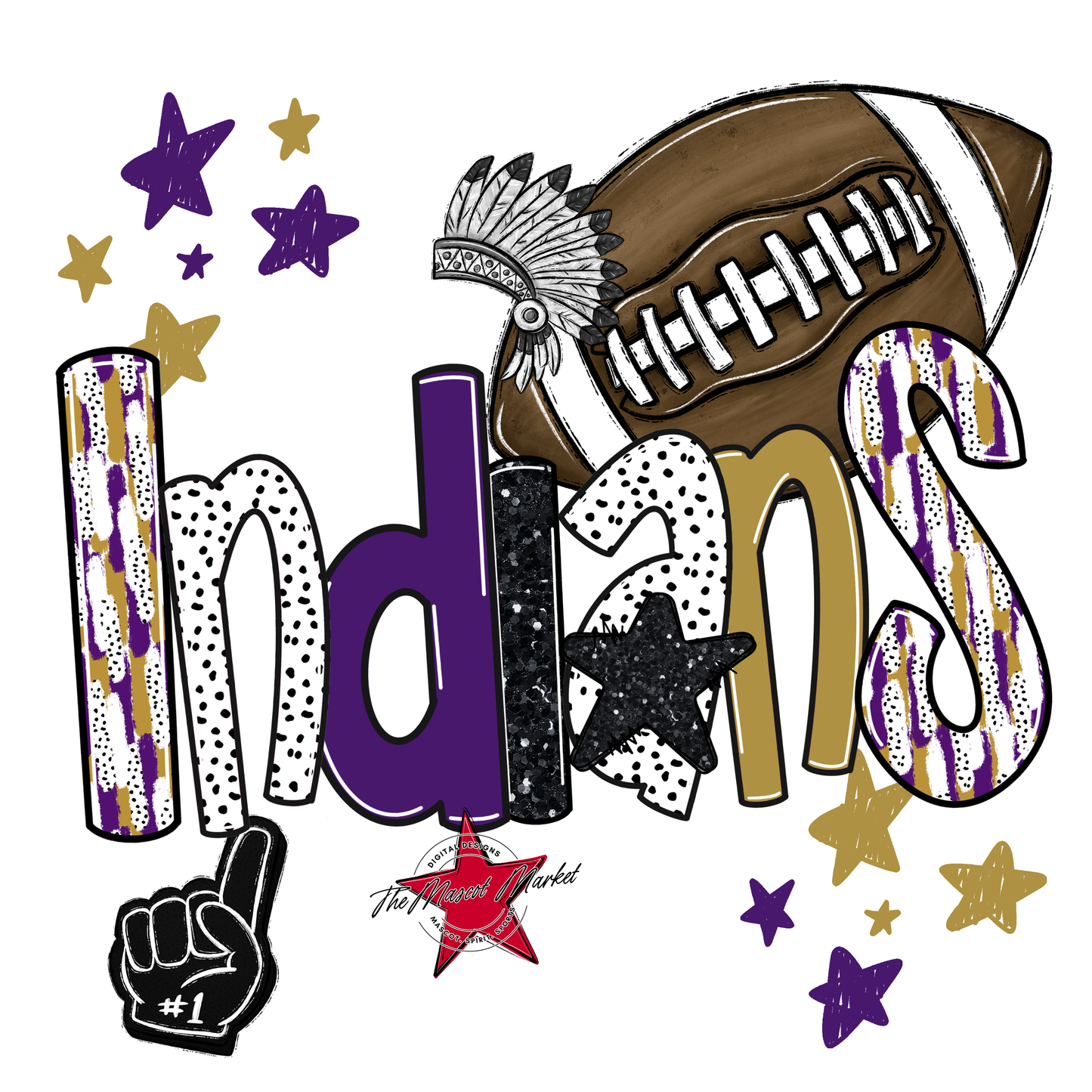 Indians Football Scrape-Purple-Gold