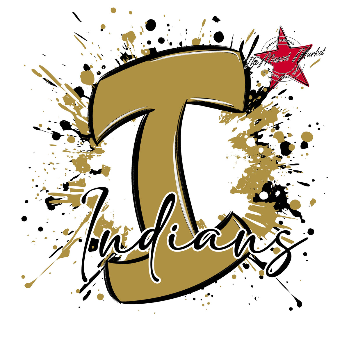 Indians Mascot Splatter-Gold