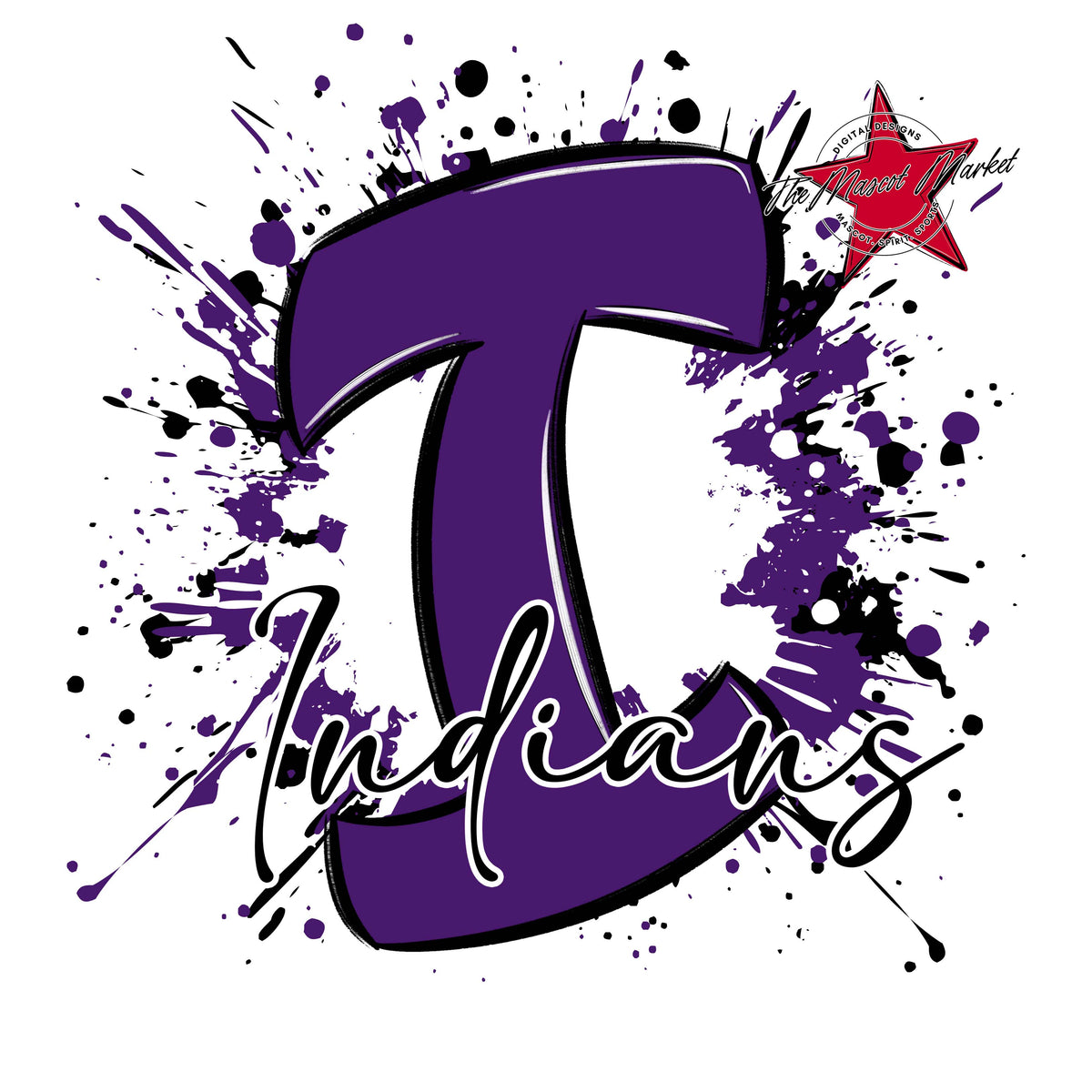 Indians Mascot Splatter-Purple