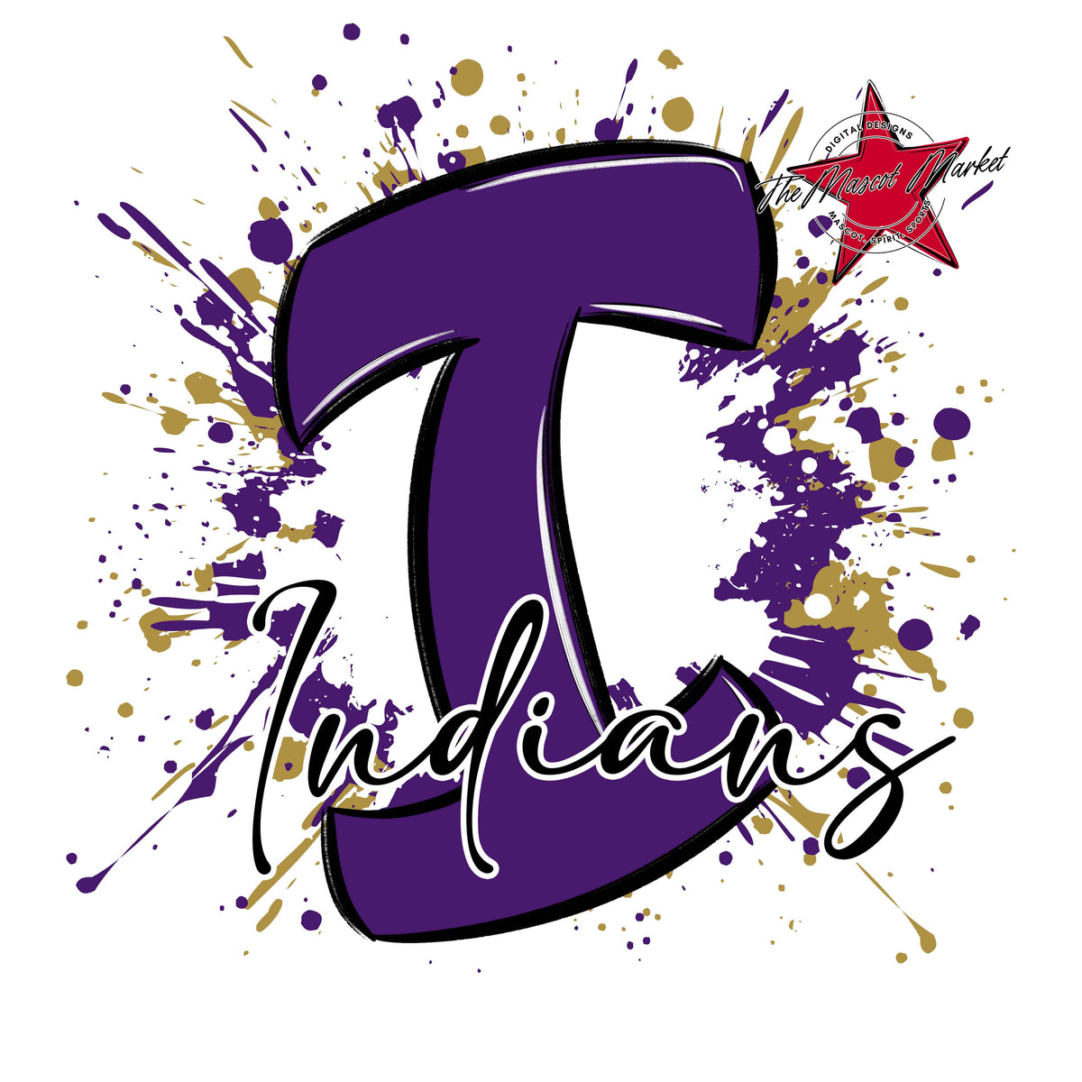 Indians Mascot Splatter-Purple & Gold