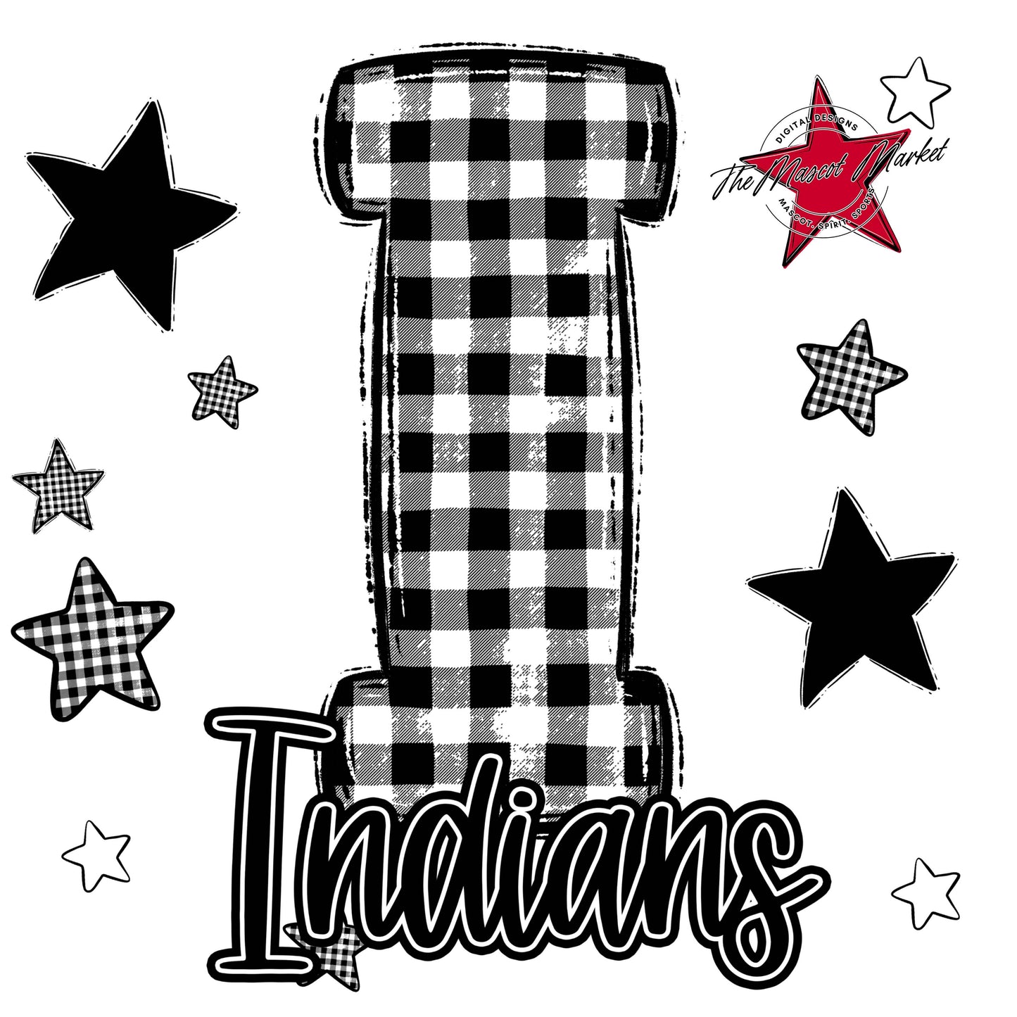 Indians Plaid Star Design-Black