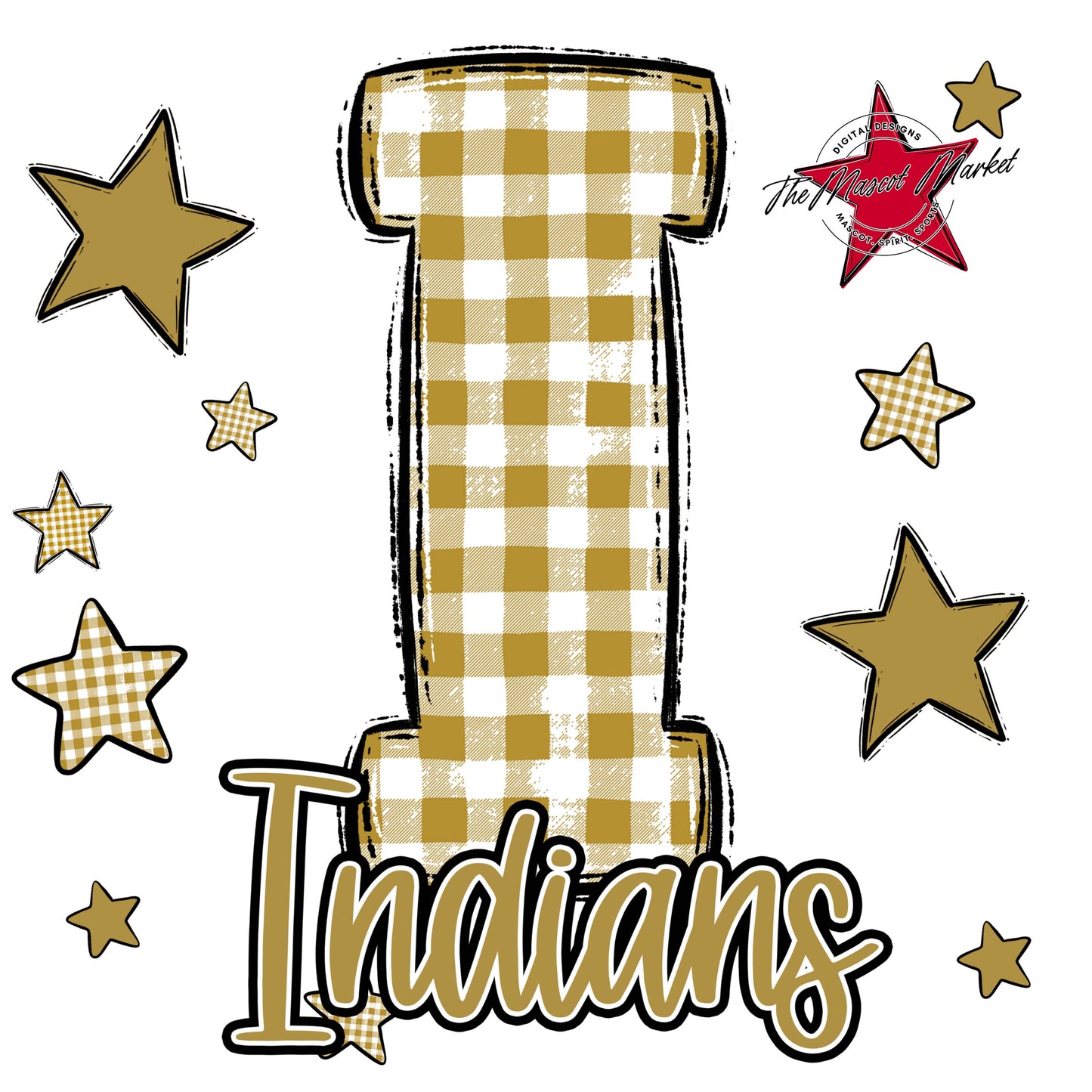 Indians Plaid Star Design-Gold