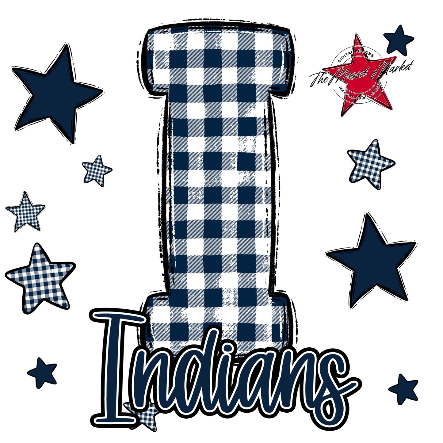 Indians Plaid Star Design-Navy
