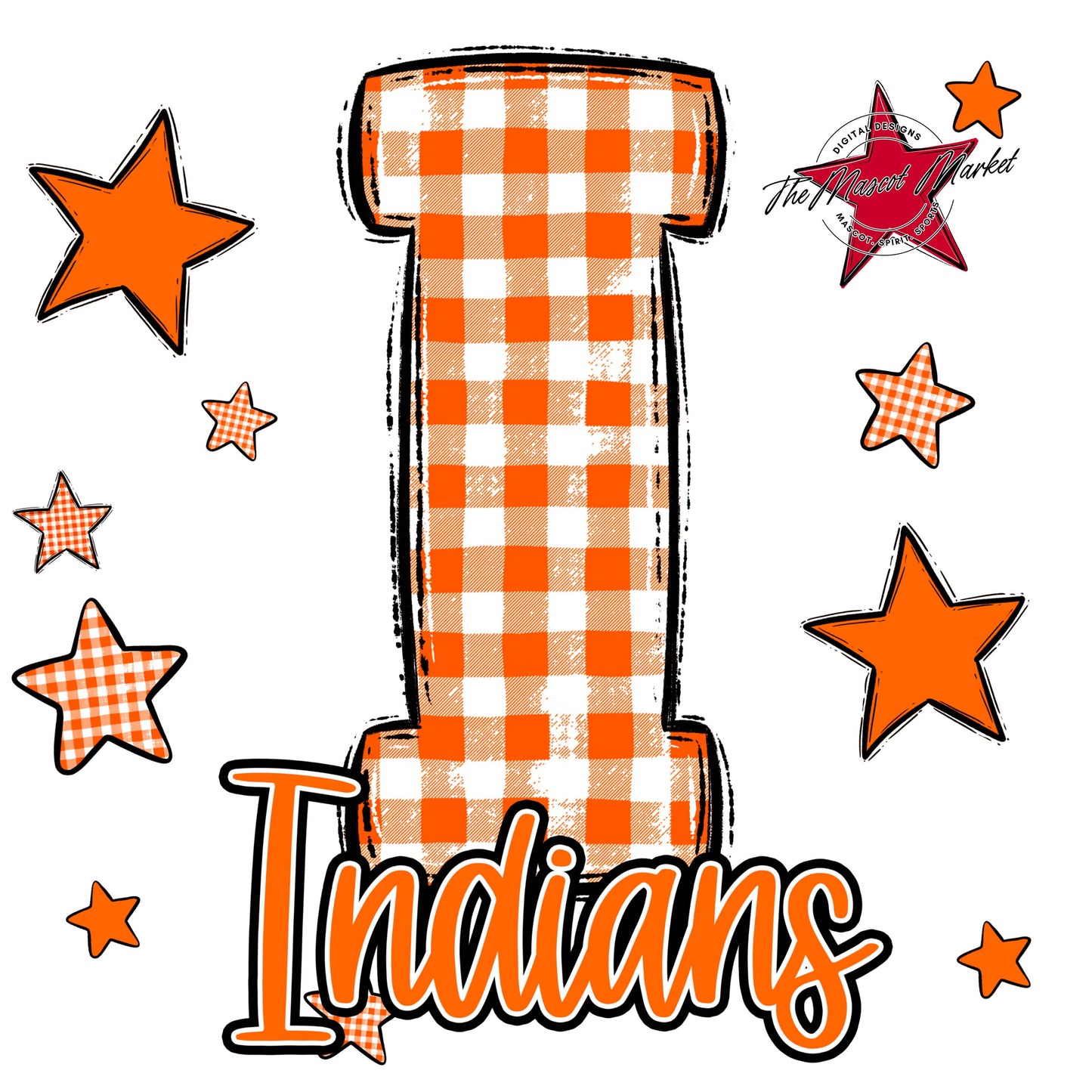 Indians Plaid Star Design-Orange