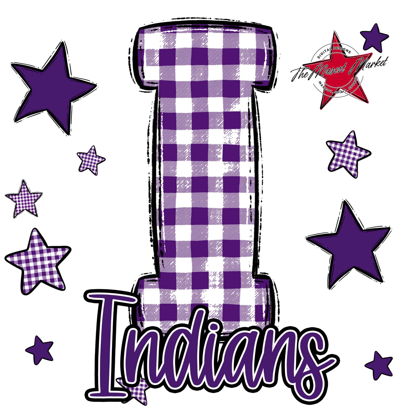 Indians Plaid Star Design-Purple