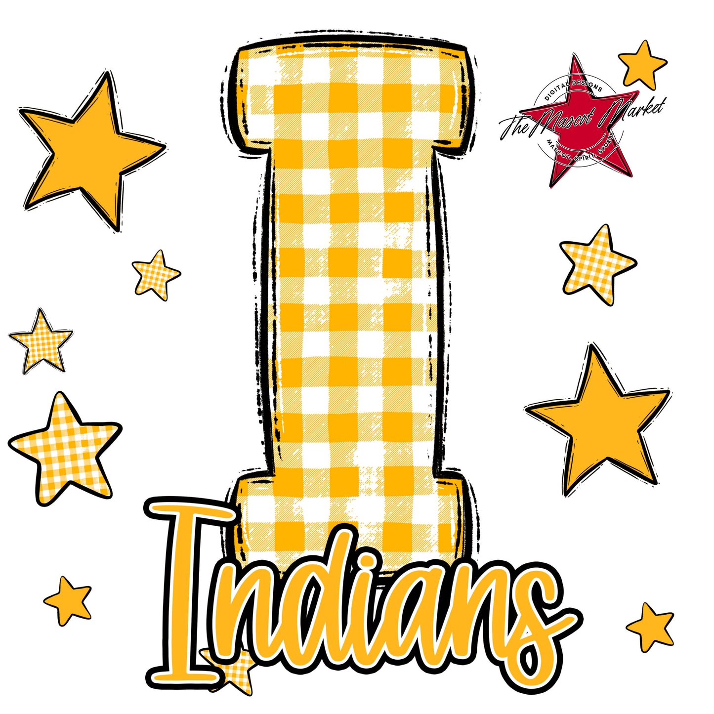 Indians Plaid Star Design-Yellow