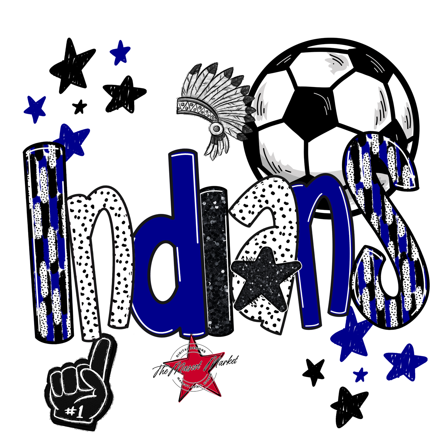 Indians Soccer Scrape-Blue