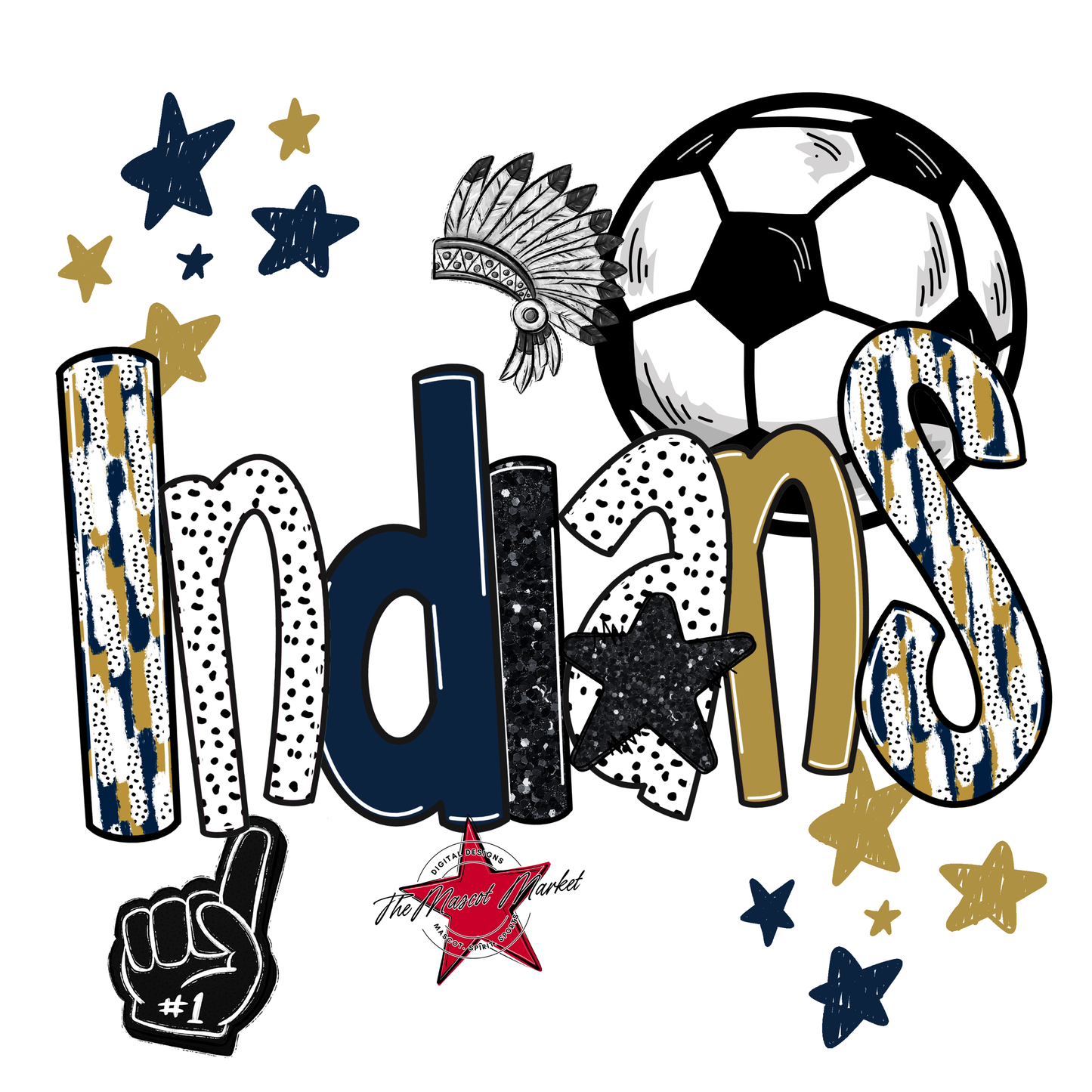 Indians Soccer Scrape-Navy-Gold