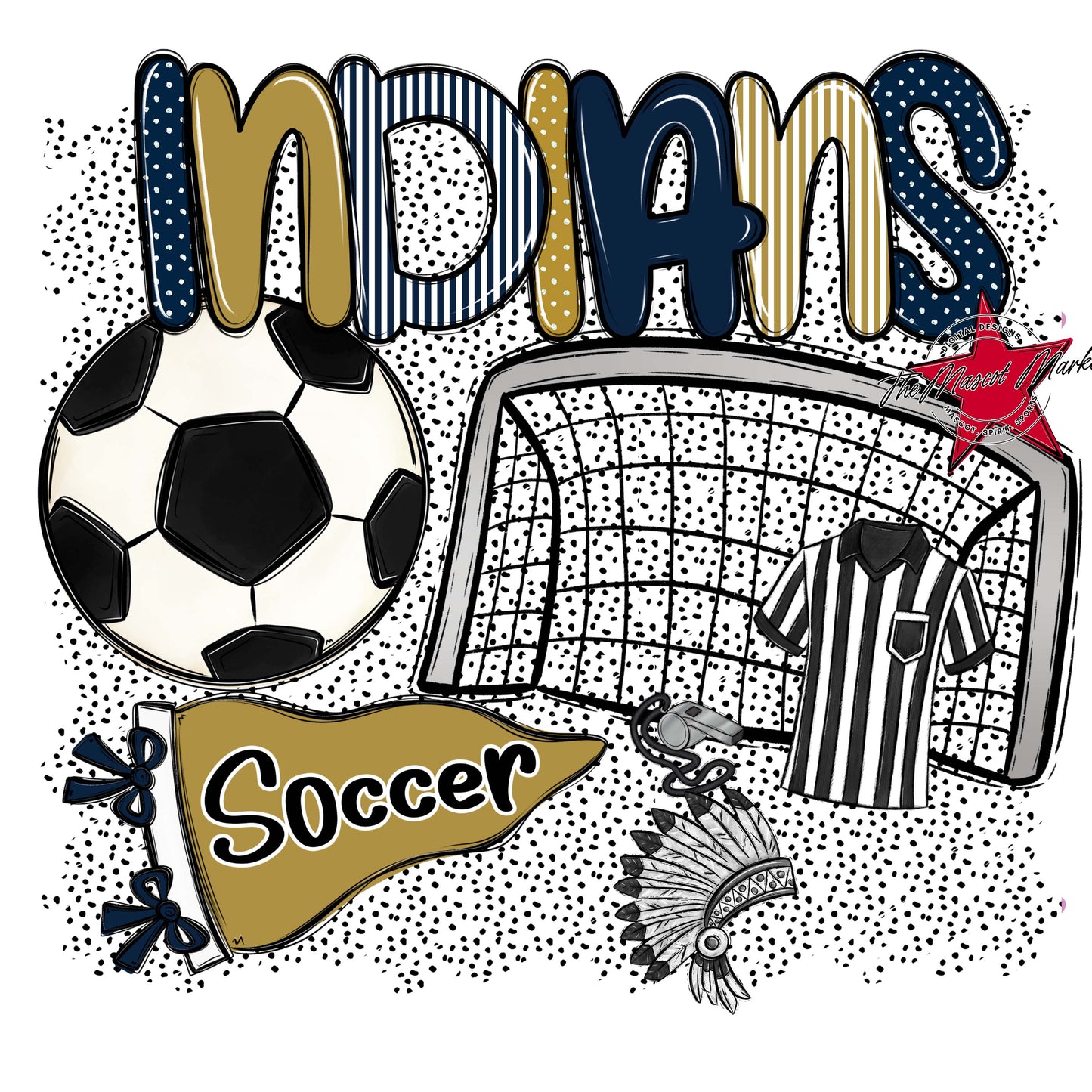 Indians Soccer Spirit-Navy & Gold
