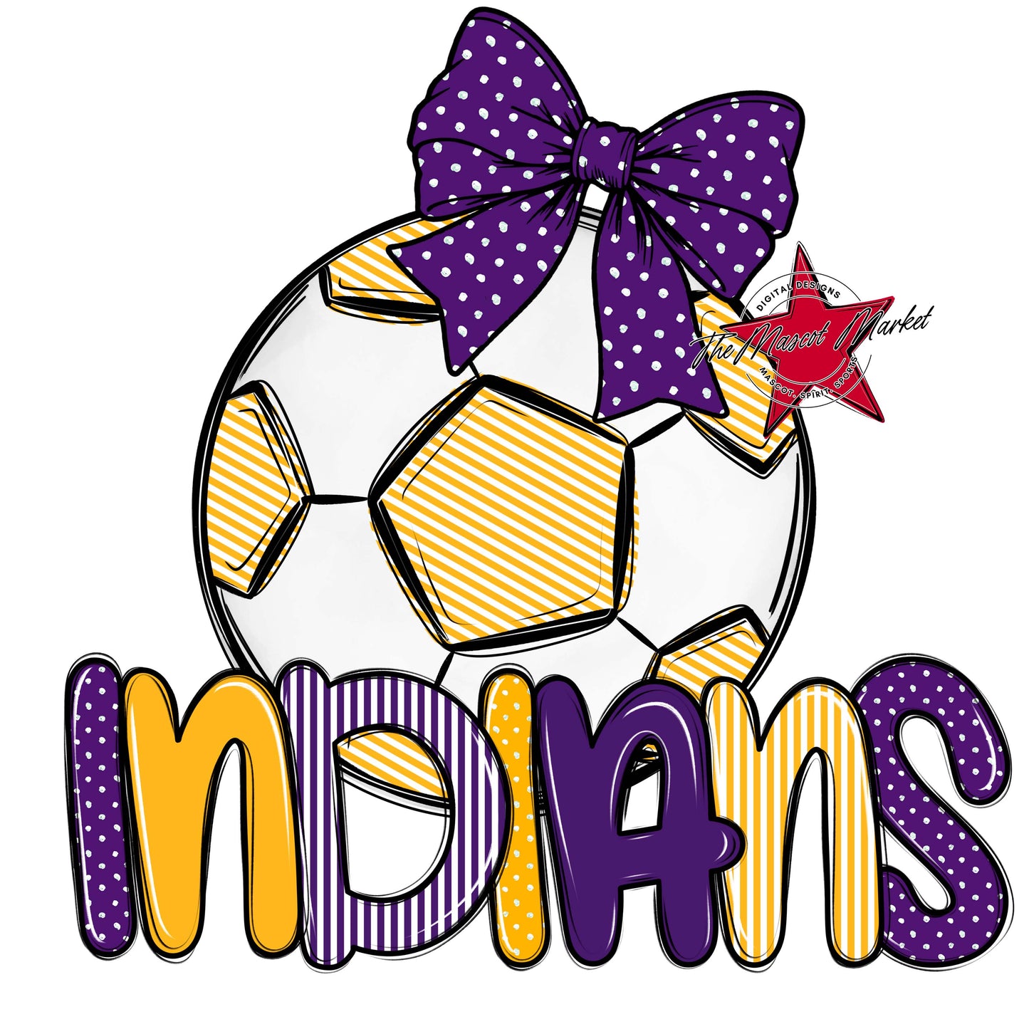 Indians Soccer Spirit Design-Purple & Yellow