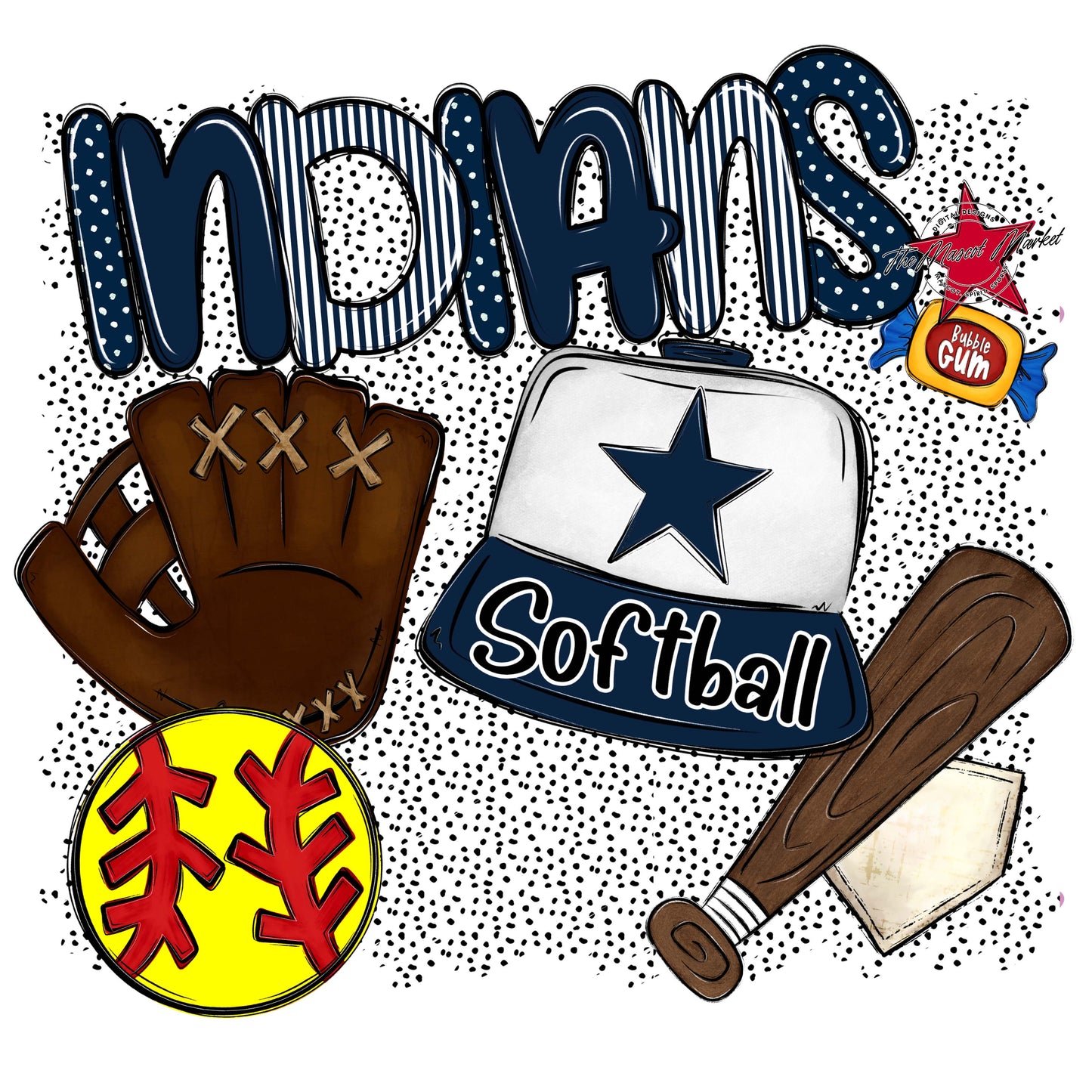 Indians Softball Spirit-Navy