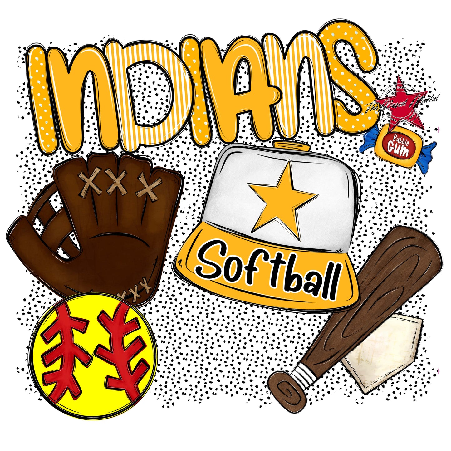 Indians Softball Spirit-Yellow