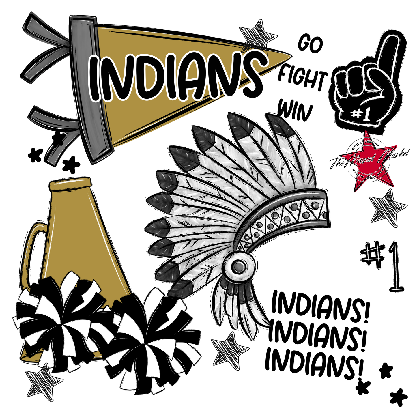 Indians Spirit Design-Gold
